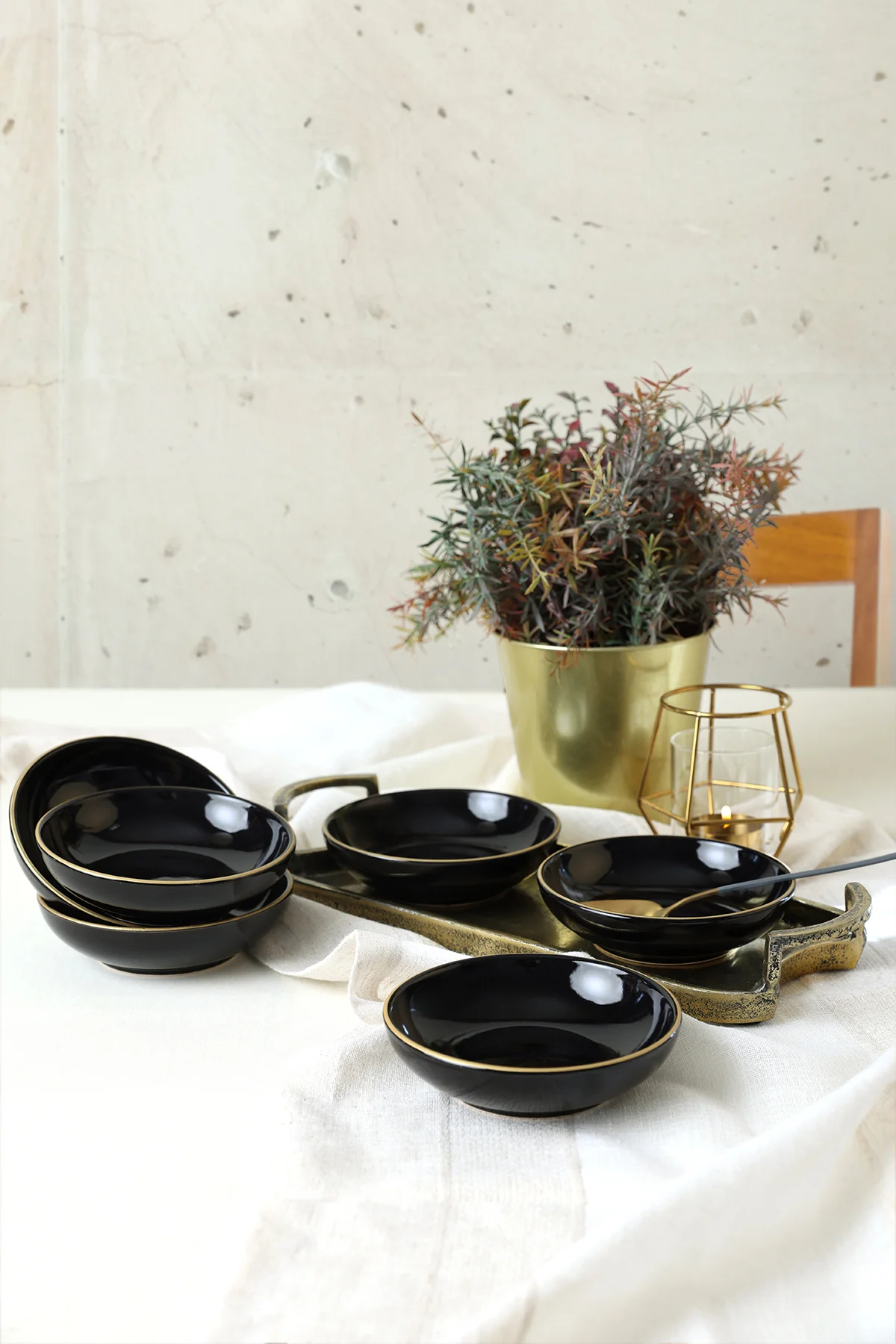 Siyah Gold Halka Çerezlik / Sosluk 13 Cm 6 Adet