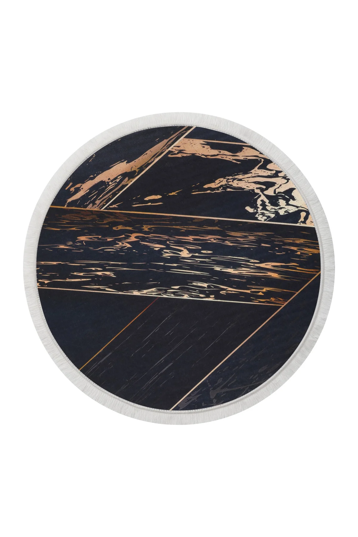 Siyah Gold Saçaklı Dijital Yuvarlak Halı Yıkanabilir Banyo Paspası 80x80 Siyah Gold Saçaklı Dijital Yuvarlak Halı Yıkanabilir Banyo Paspası 80x80