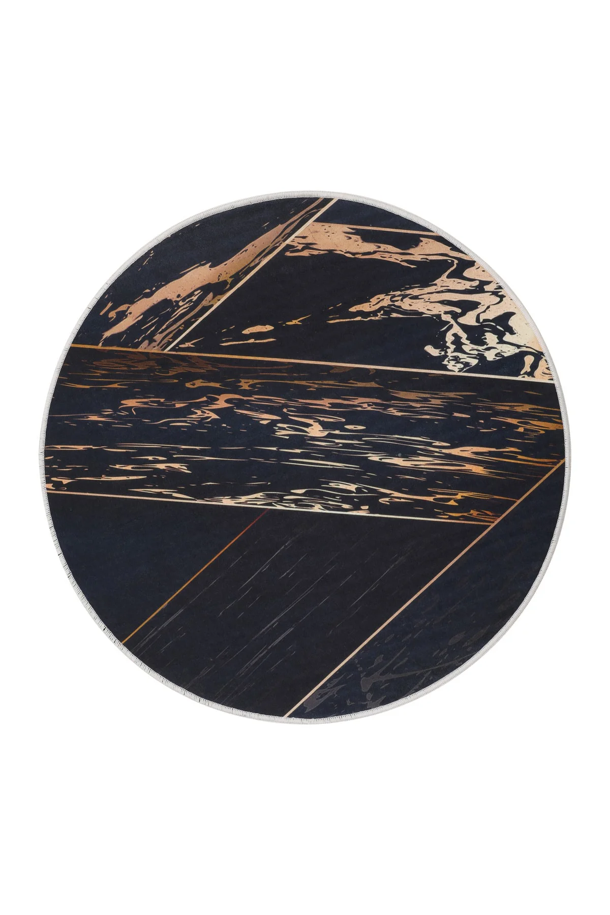 Siyah Gold Saçaksız Dijital Yuvarlak Halı Yıkanabilir Banyo Paspası 80x80 Siyah Gold Saçaksız Dijital Yuvarlak Halı Yıkanabilir Banyo Paspası 80x80