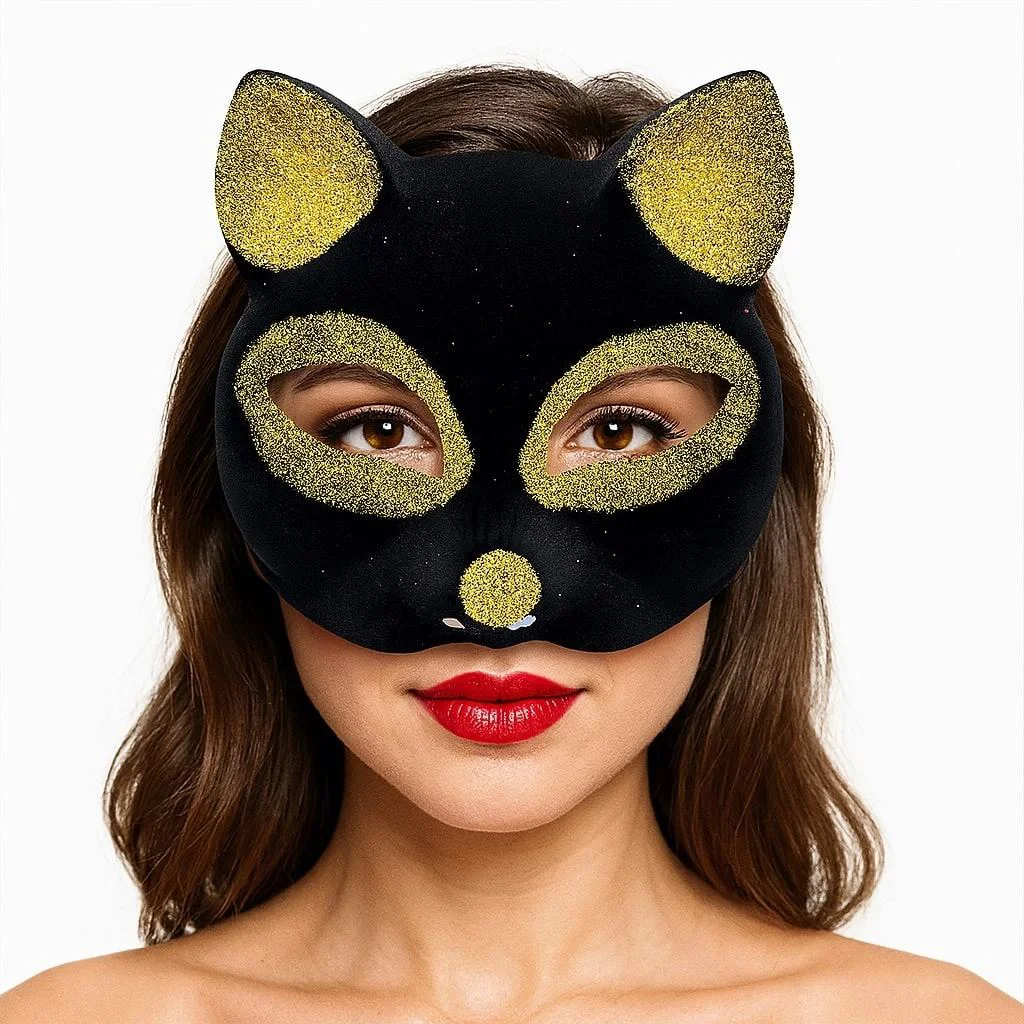 Siyah Gold Simli Süet Kedi Maskesi - Maskeli Balolar İçin Şık Aksesuar (18x14 Cm) Fiyatı, Yorumları ve Özellikleri