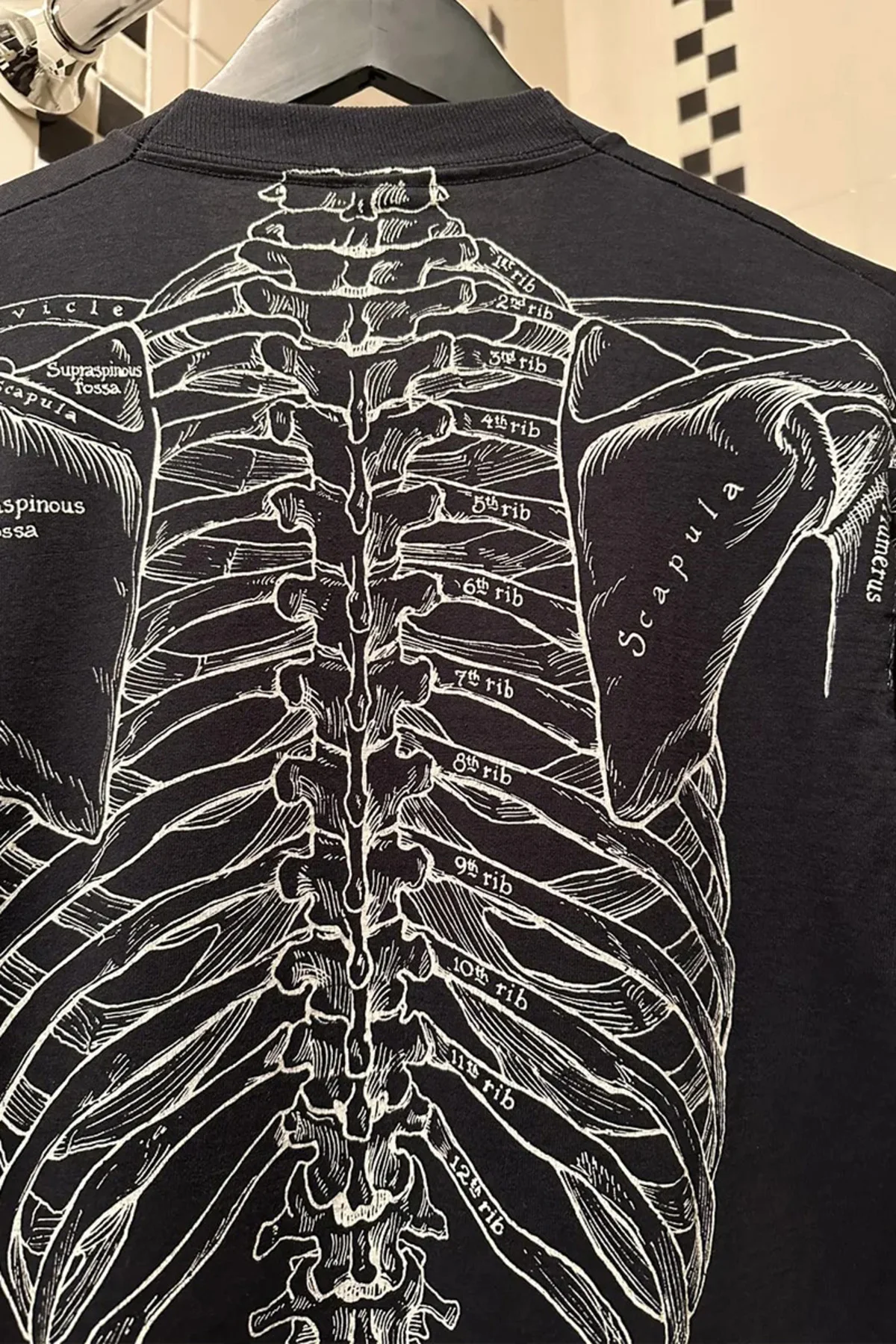 Siyah Gotik Anatomik İskelet Grunge Y2K Unisex T-Shirt