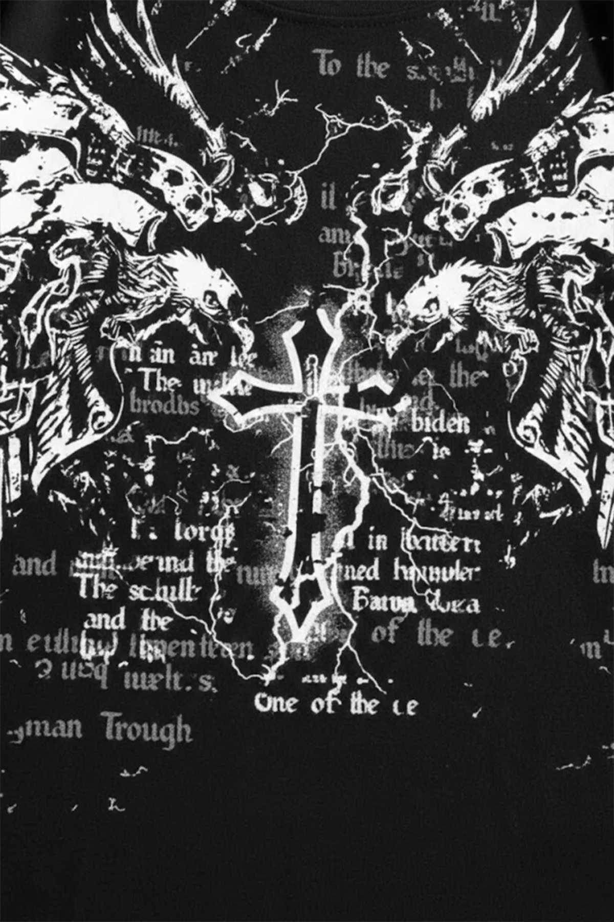 Siyah Gotik Cross Eagle Y2K Unisex T-Shirt