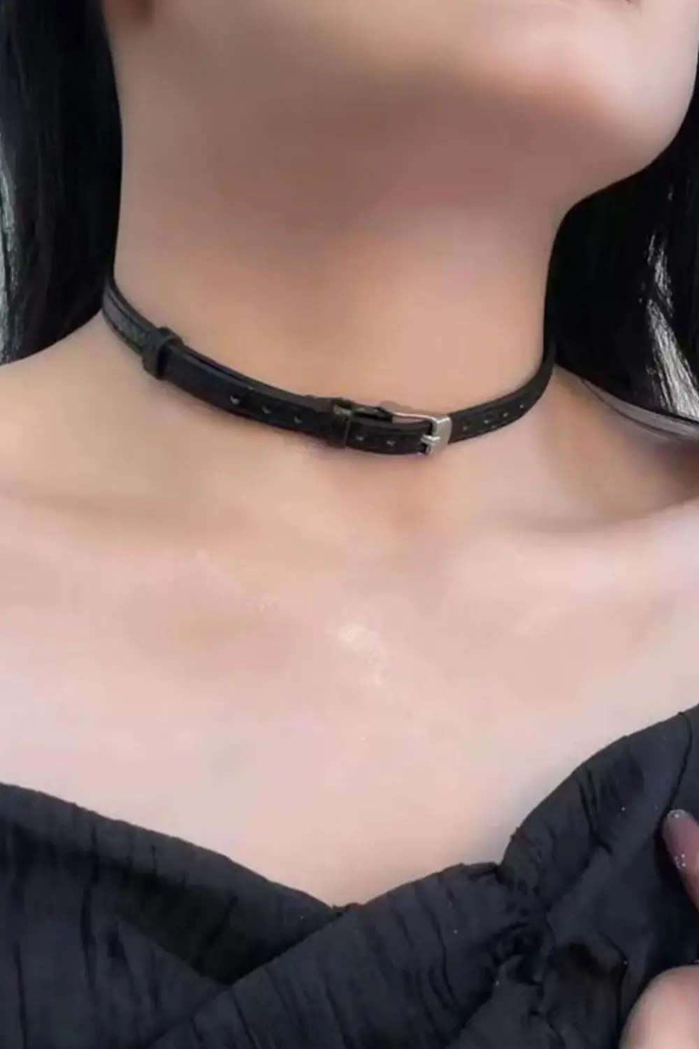 Siyah Gotik Deri Kemer Tasma