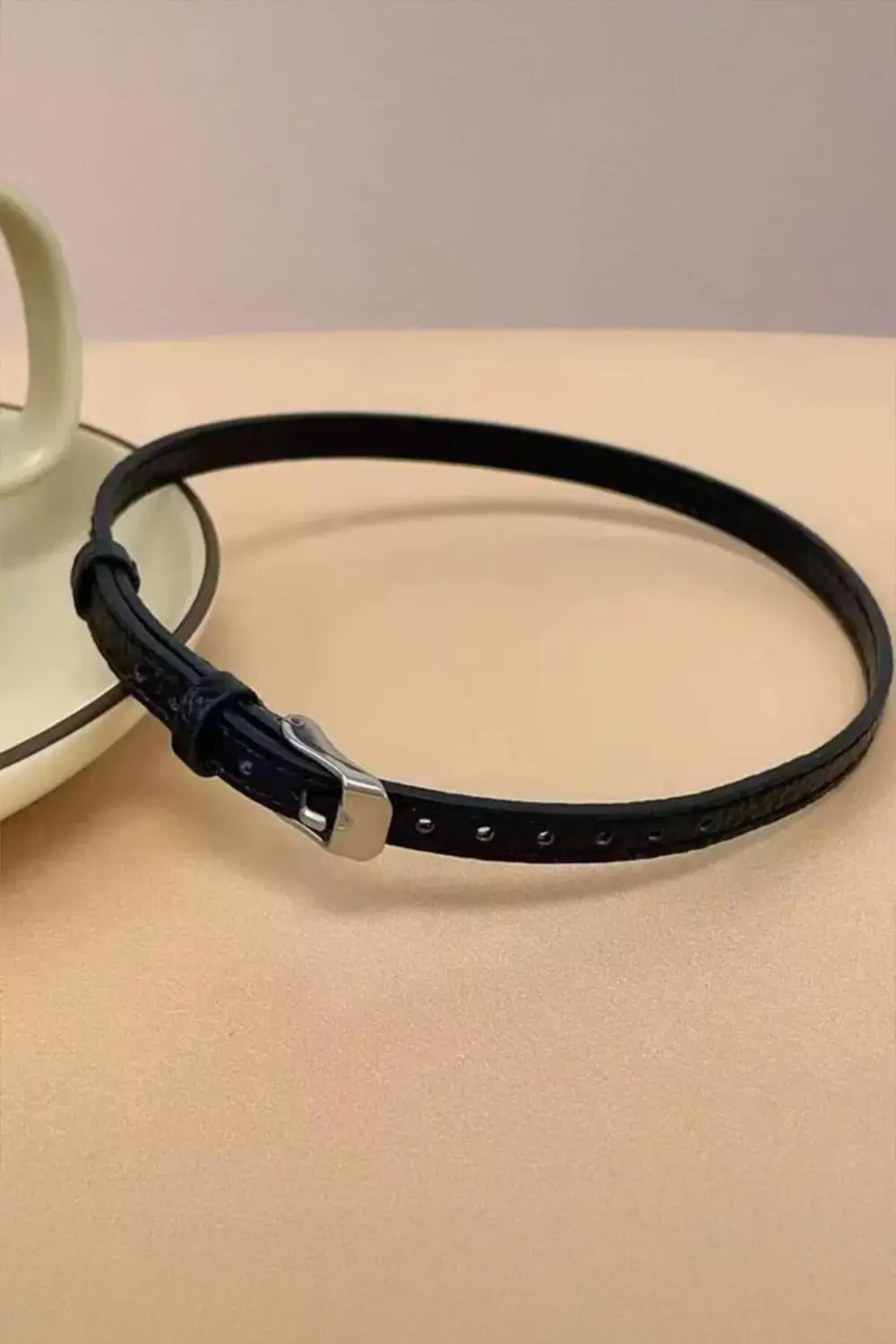 Siyah Gotik Deri Kemer Tasma