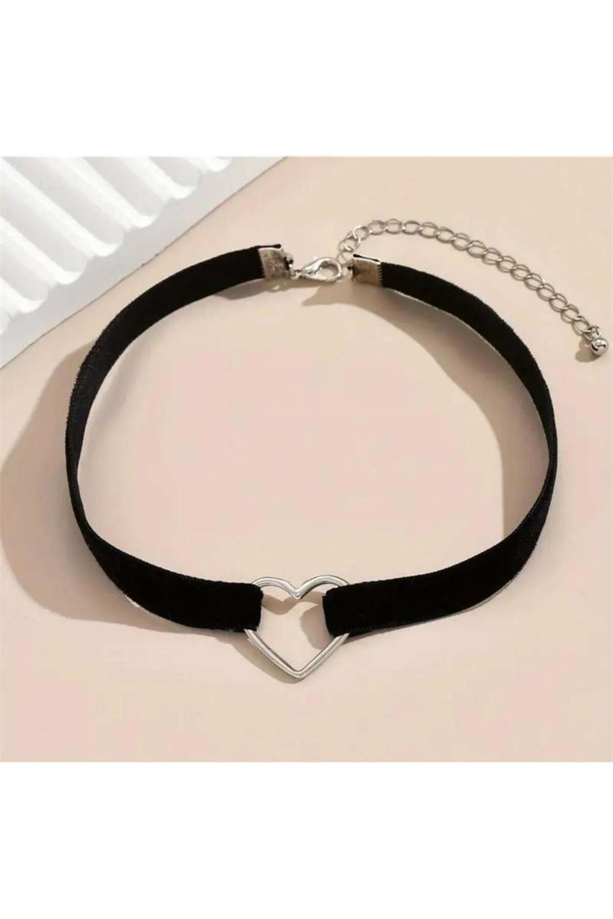 Köstebek Siyah Gotik İpli  Gümüş Choker Tasma