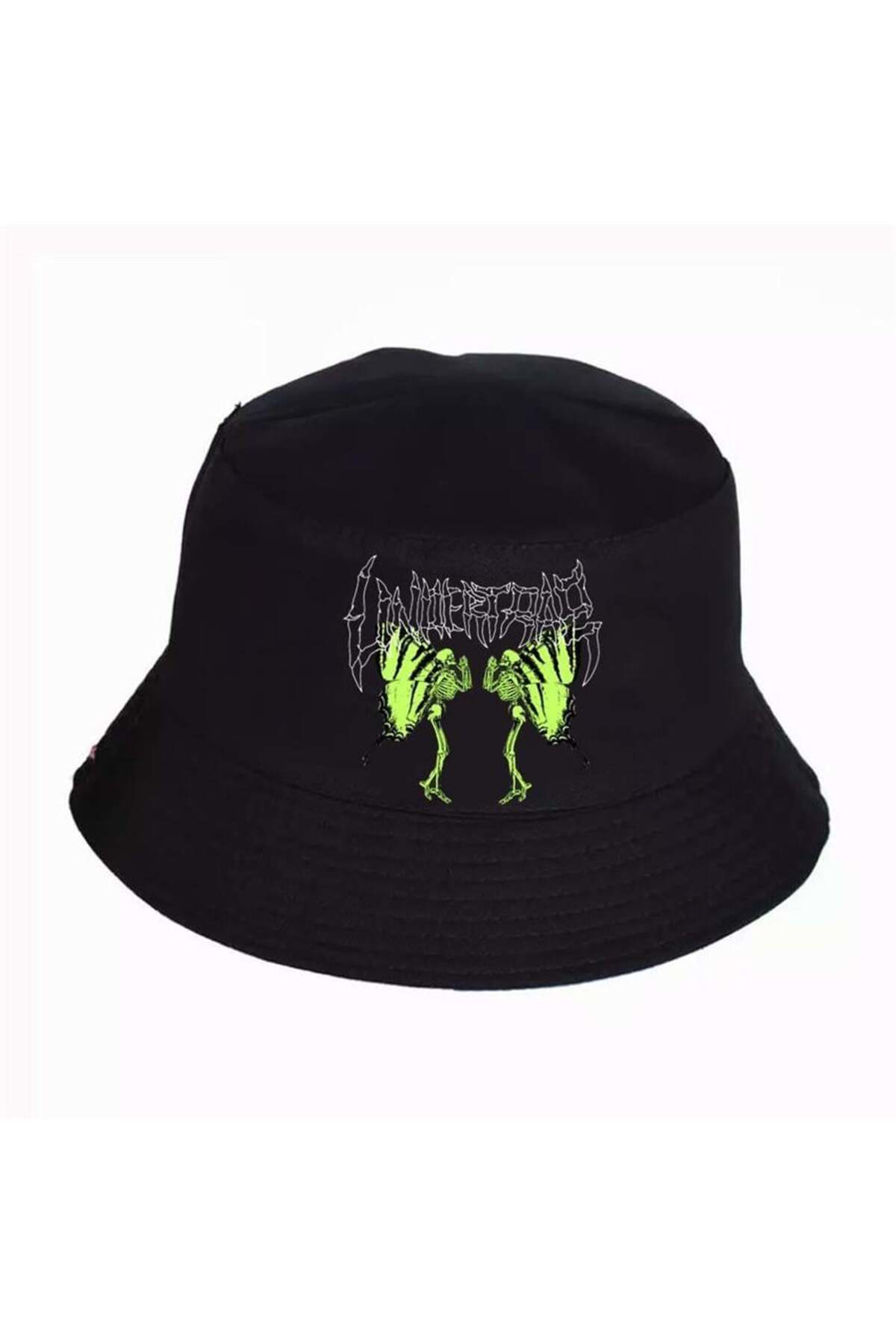 Siyah Gotik Kelebek Bucket Şapka