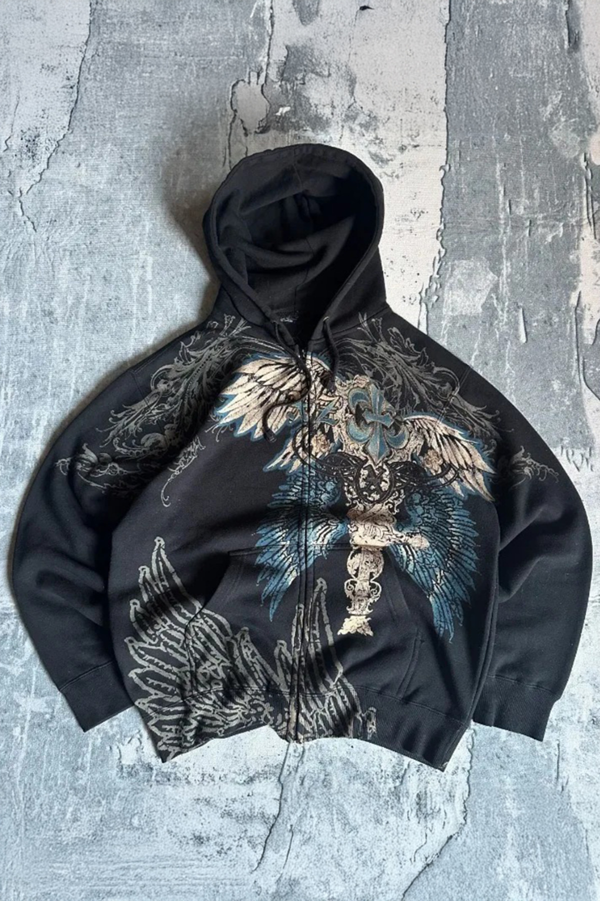 Köstebek Siyah Gotik Wing Detayli Y2k Unisex Kapüşonlu Hirka Köstebek Siyah Gotik Wing Detayli Y2k Unisex Kapüşonlu Hirka