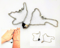 Tükkan Accessories Siyah-Gümüş Kalp Miknatisli Sevgili Çift Bileklik,,Bff Bilekliği, Tükkan Accessories Siyah-Gümüş Kalp Miknatisli Sevgili Çift Bileklik,,Bff Bilekliği,