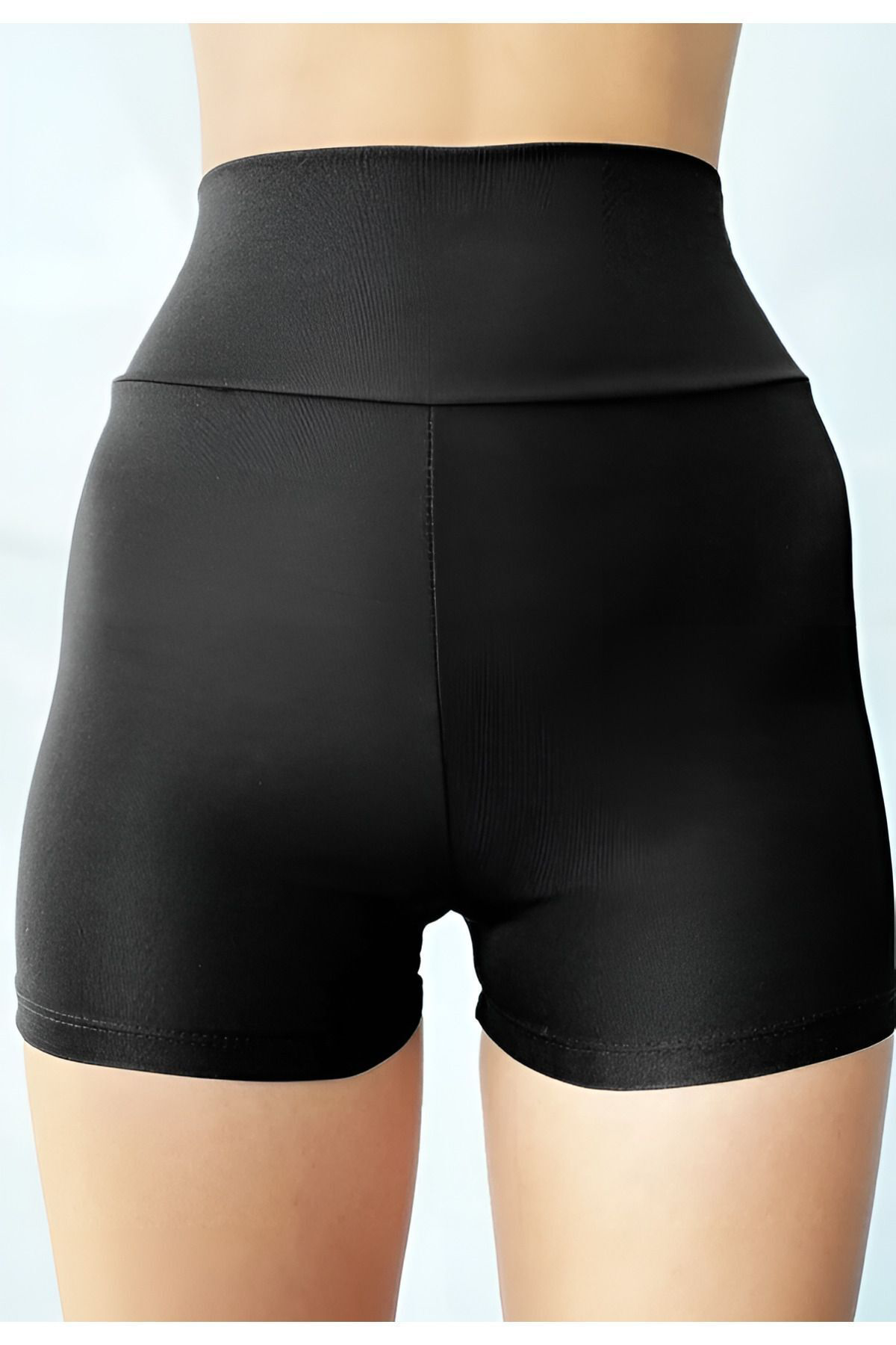 Siyah Günlük & Plaj Mini Kadın Şort Yüksek Bel Toparlayıcı