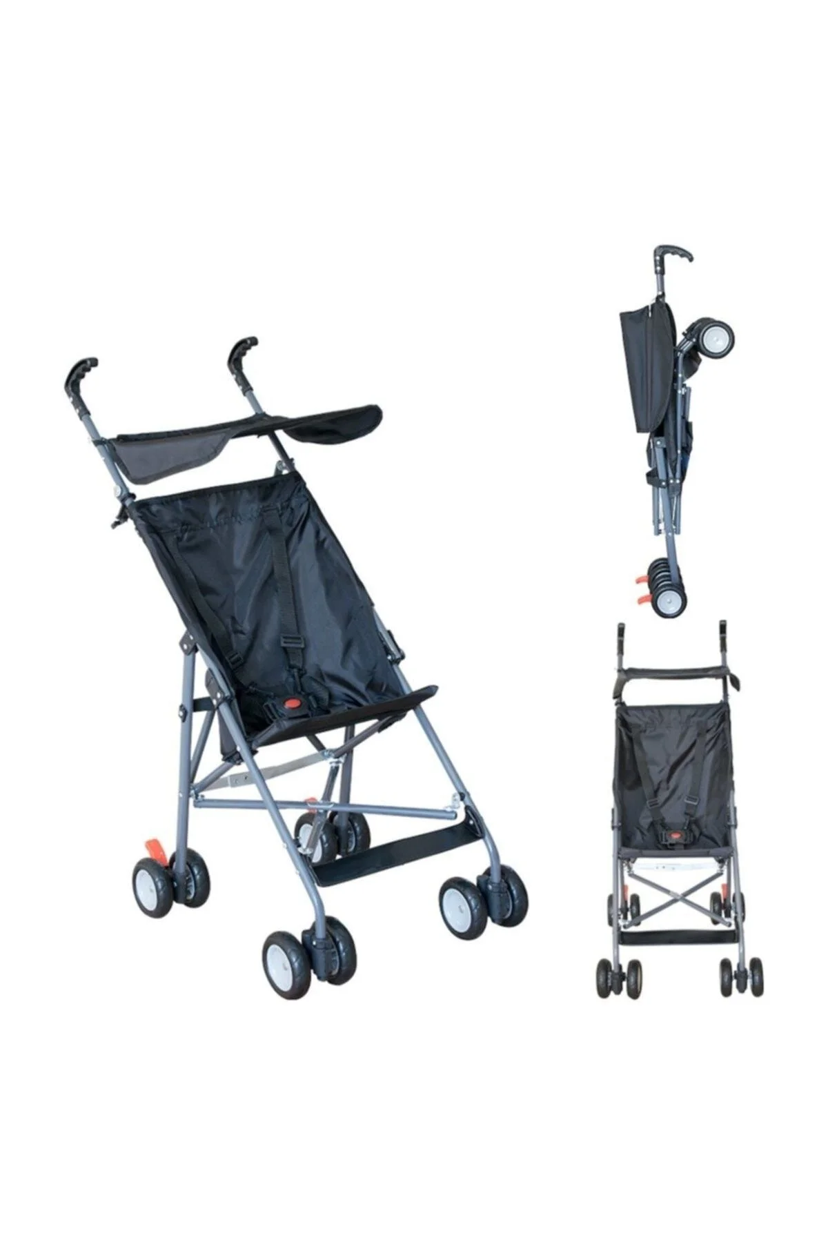 Siyah Hafif Pratik Baston Puset Bebek Arabası 3020