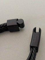 Tükkan Accessories Siyah Hakiki Deri Örgü Model Bileklik Miknatisli Geçirmeli Erkek 