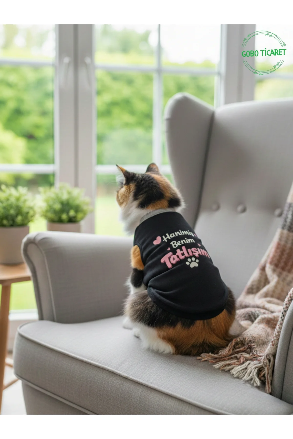 Siyah Hanimiş Benim Tatlışım Baskılı Kedi ve Köpek Kıyafeti Tişörtü Elbisesi SMALL/S/Beden 1