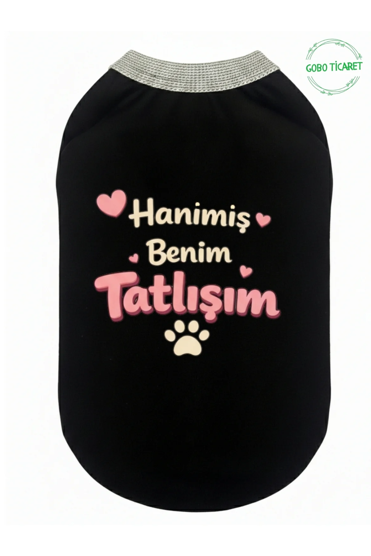 Siyah Hanimiş Benim Tatlışım Baskılı Kedi ve Köpek Kıyafeti Tişörtü Elbisesi Large/L/Beden 3