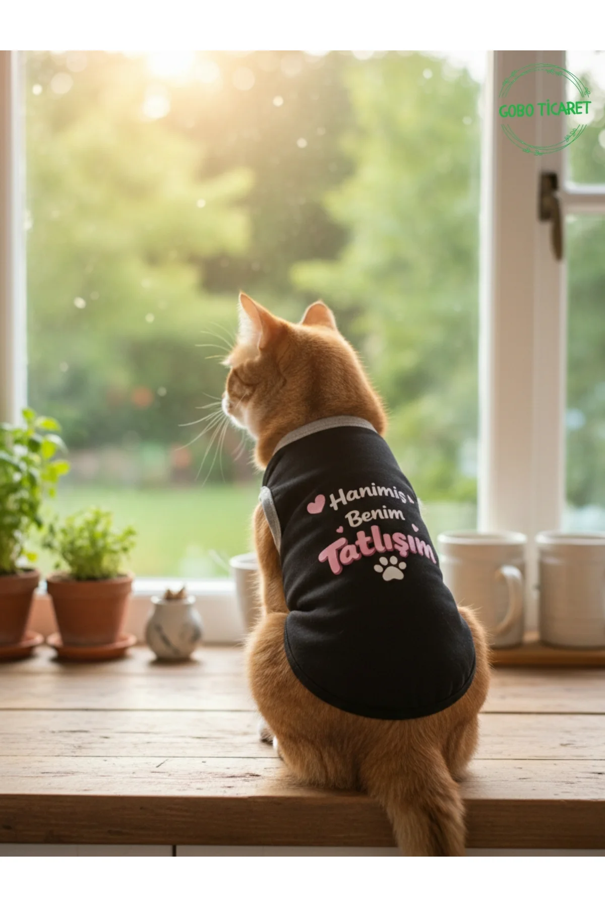 Siyah Hanimiş Benim Tatlışım Baskılı Kedi ve Köpek Kıyafeti Tişörtü Elbisesi Medium/M/Beden 2