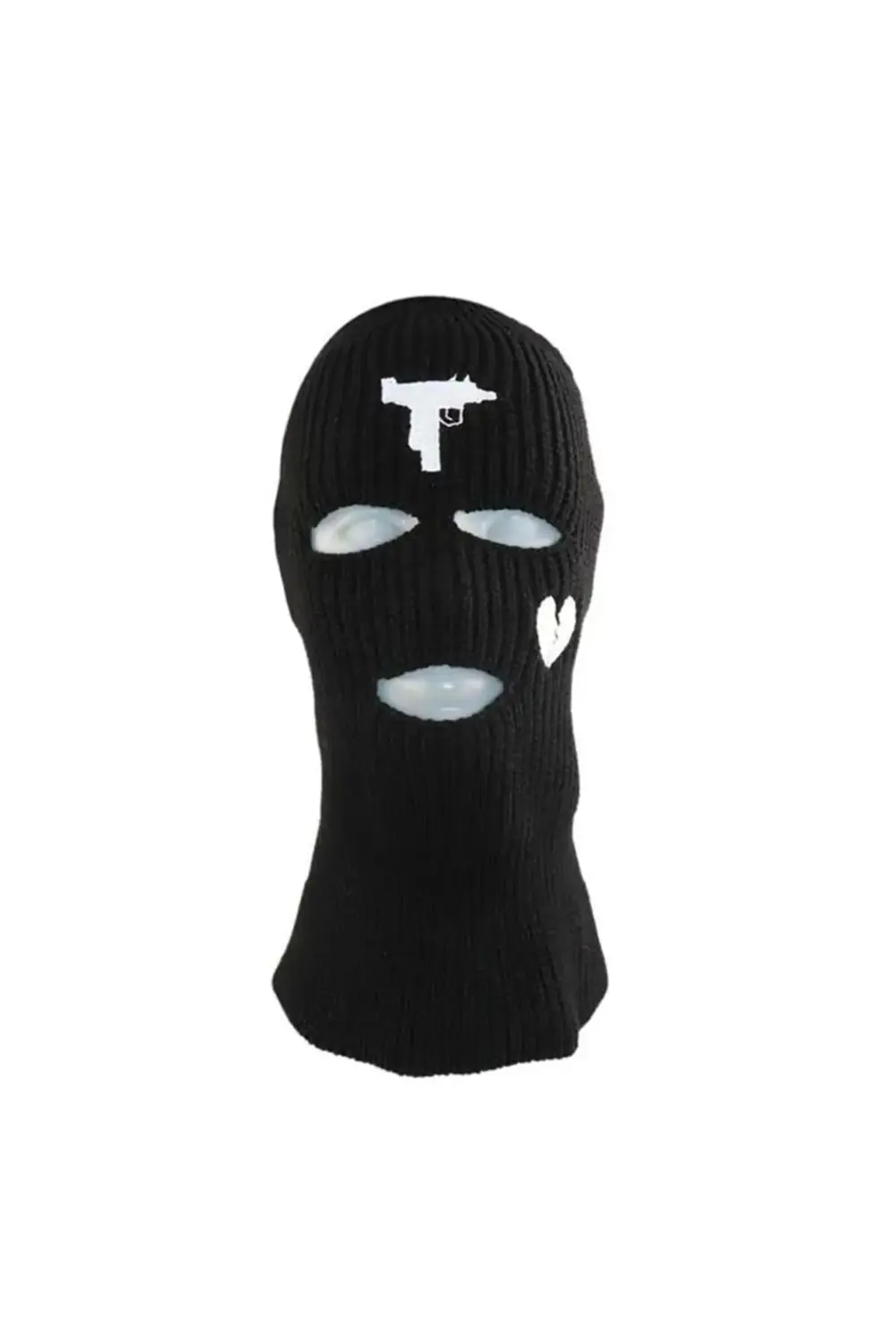 Siyah Heart And Gun Kar Maskesi