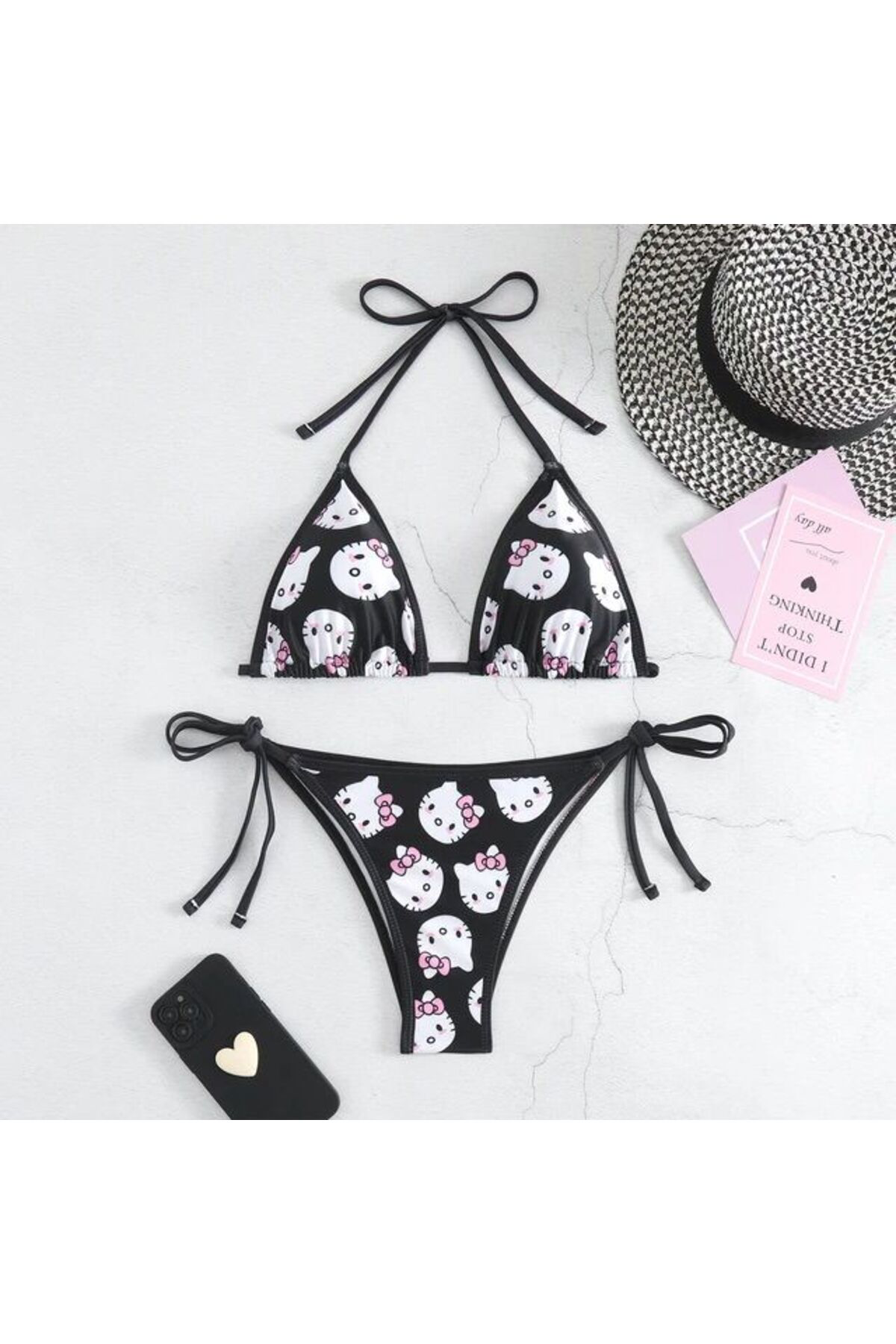 Köstebek Siyah Hello Kitty Collage Bikini Takimi