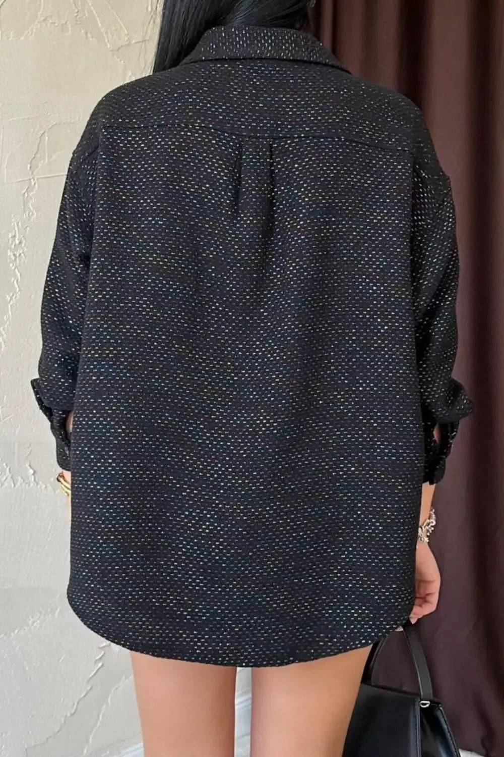 Siyah Işıltılı Gömlek