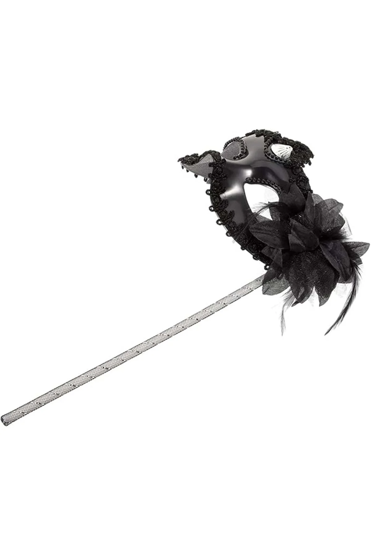 Siyah Işıltılı Tutmalı Fotoğraf Çekimi Maskesi 18x29 cm (5060)