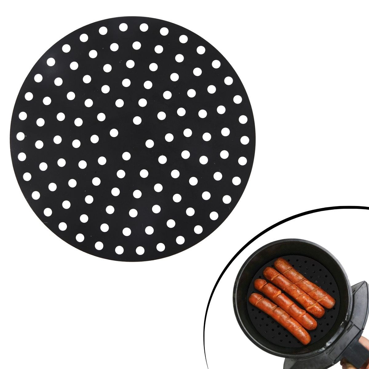 Siyah Isıya Dayanıklı Yıkanılabilir Silikon Fırın Ve Airfryer Yuv