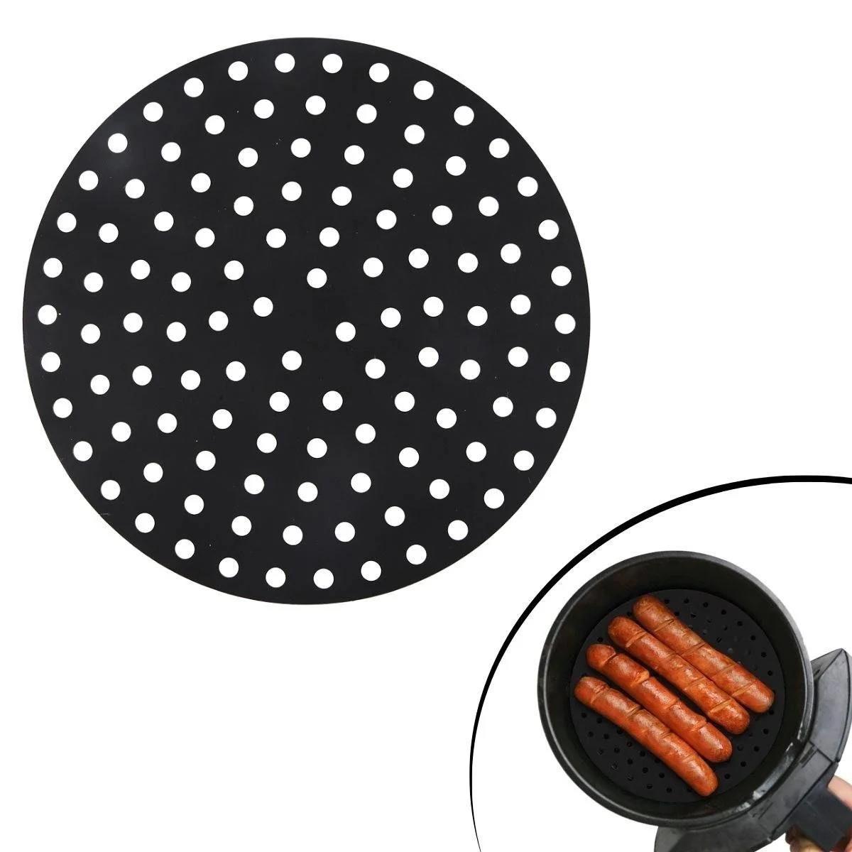 Siyah Isıya Dayanıklı Yıkanılabilir Silikon Fırın Ve Airfryer Yuvarlak Model Pişirme Matı 20 Cm Bx40 Fiyatı, Yorumları ve Özellikleri
