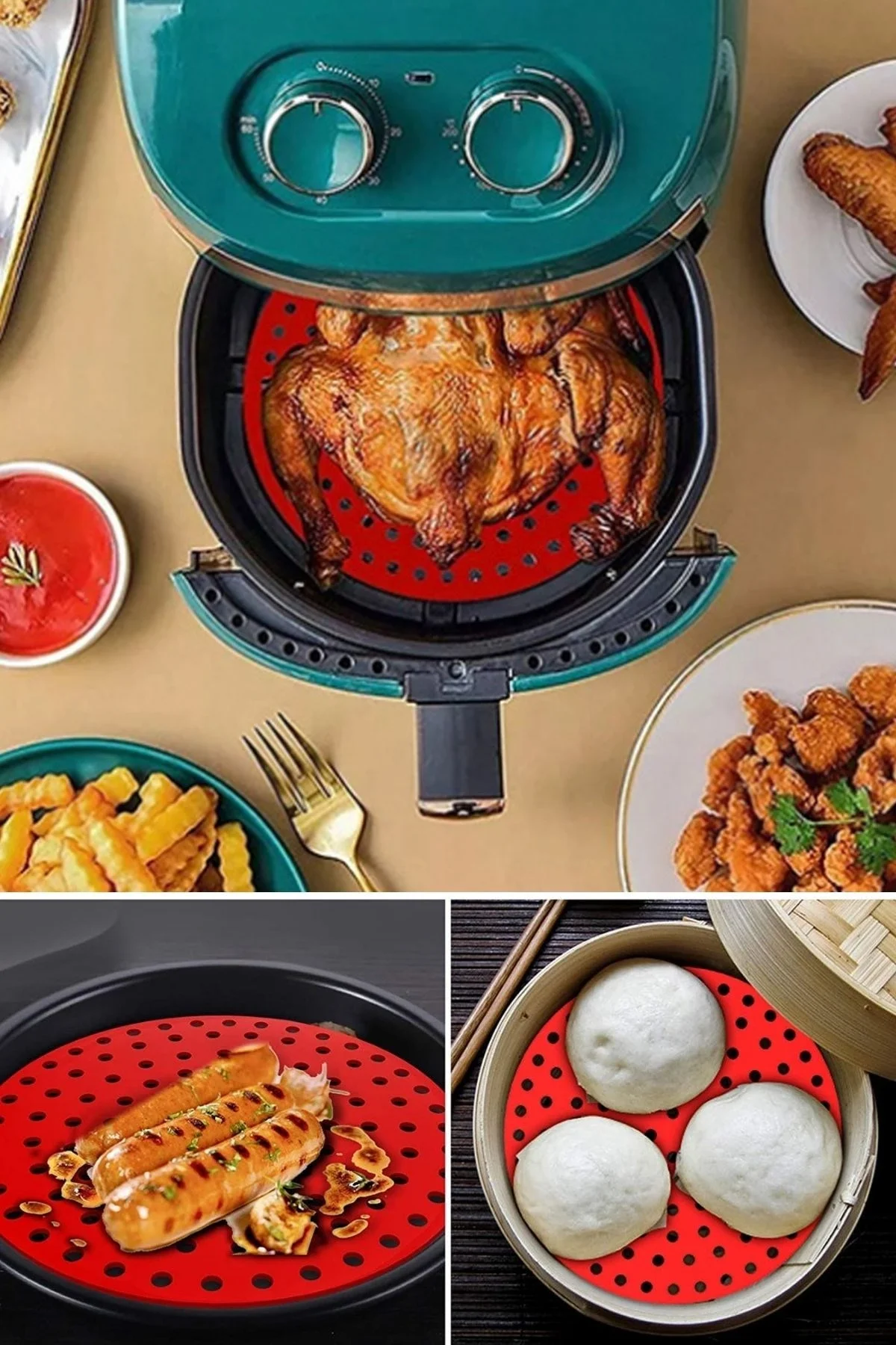 Siyah Isıya Dayanıklı Yıkanılabilir Silikon Fırın Ve Airfryer Yuvarlak Model Pişirme Matı 20 Cm Bx40 Fiyatı, Yorumları ve Özellikleri