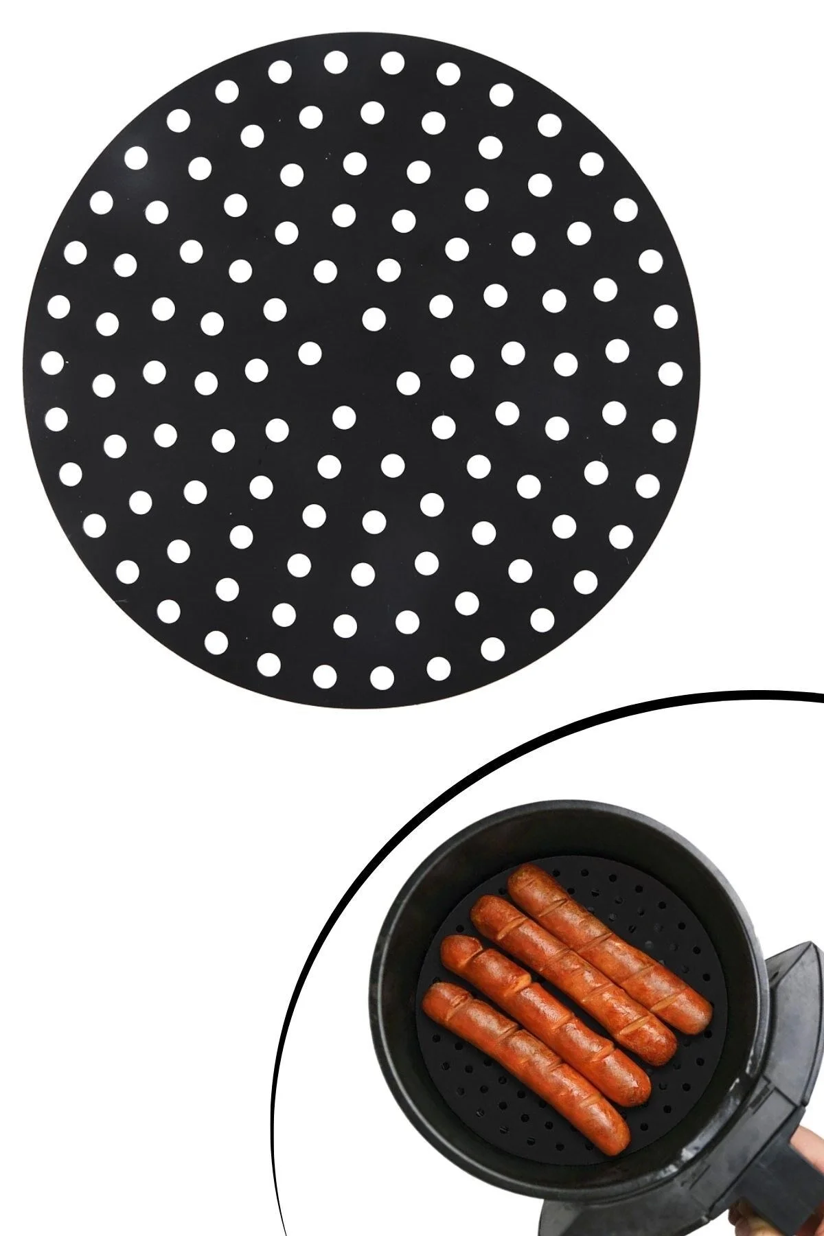 Siyah Isıya Dayanıklı Yıkanılabilir Silikon Fırın Ve Airfryer Yuvarlak Model Pişirme Matı 23 Cm Fiyatı, Yorumları ve Özellikleri