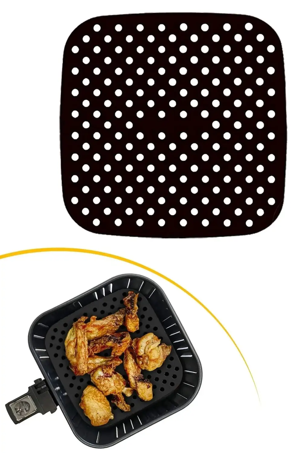® Siyah Isıya Dayanıklı Yıkanılabilir Silikon Fırın Ve Airfryer K