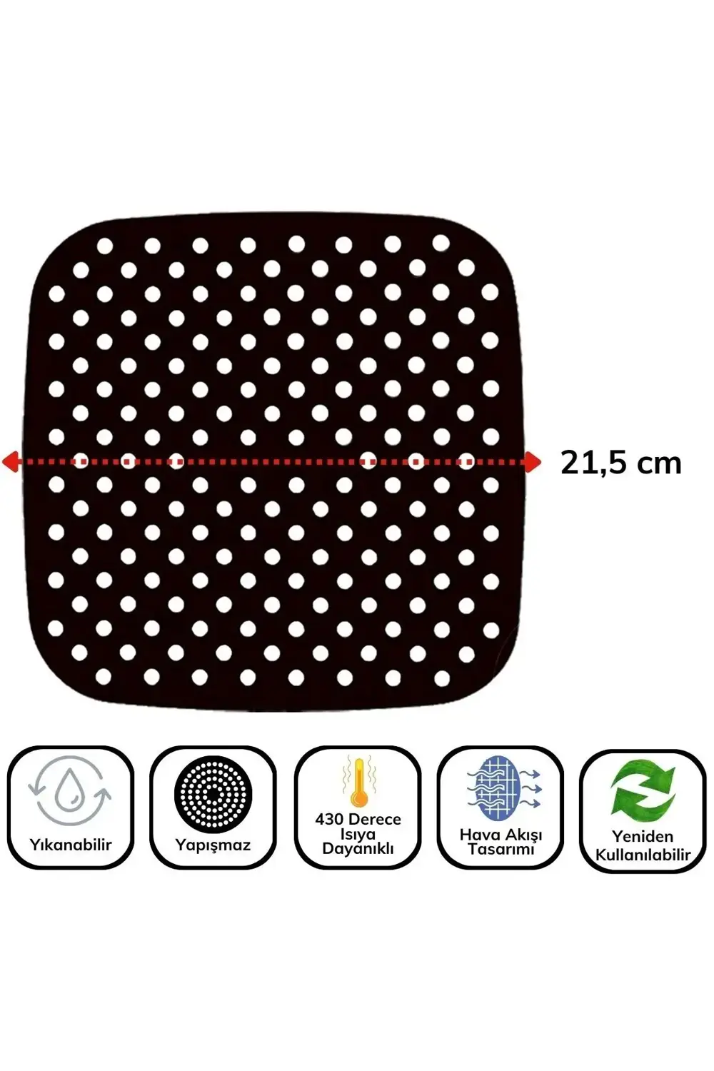 ® Siyah Isıya Dayanıklı Yıkanılabilir Silikon Fırın Ve Airfryer K