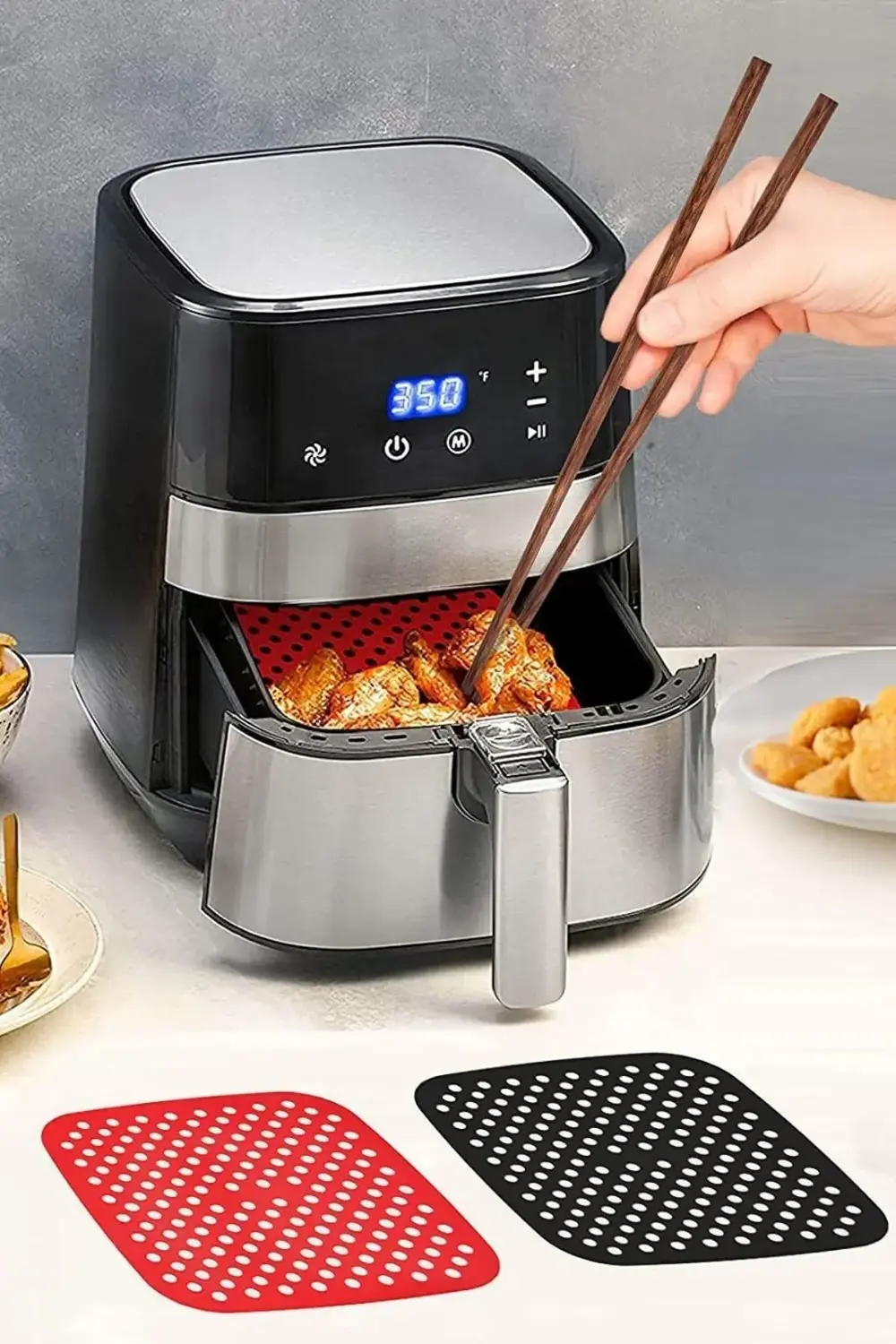 ® Siyah Isıya Dayanıklı Yıkanılabilir Silikon Fırın Ve Airfryer K