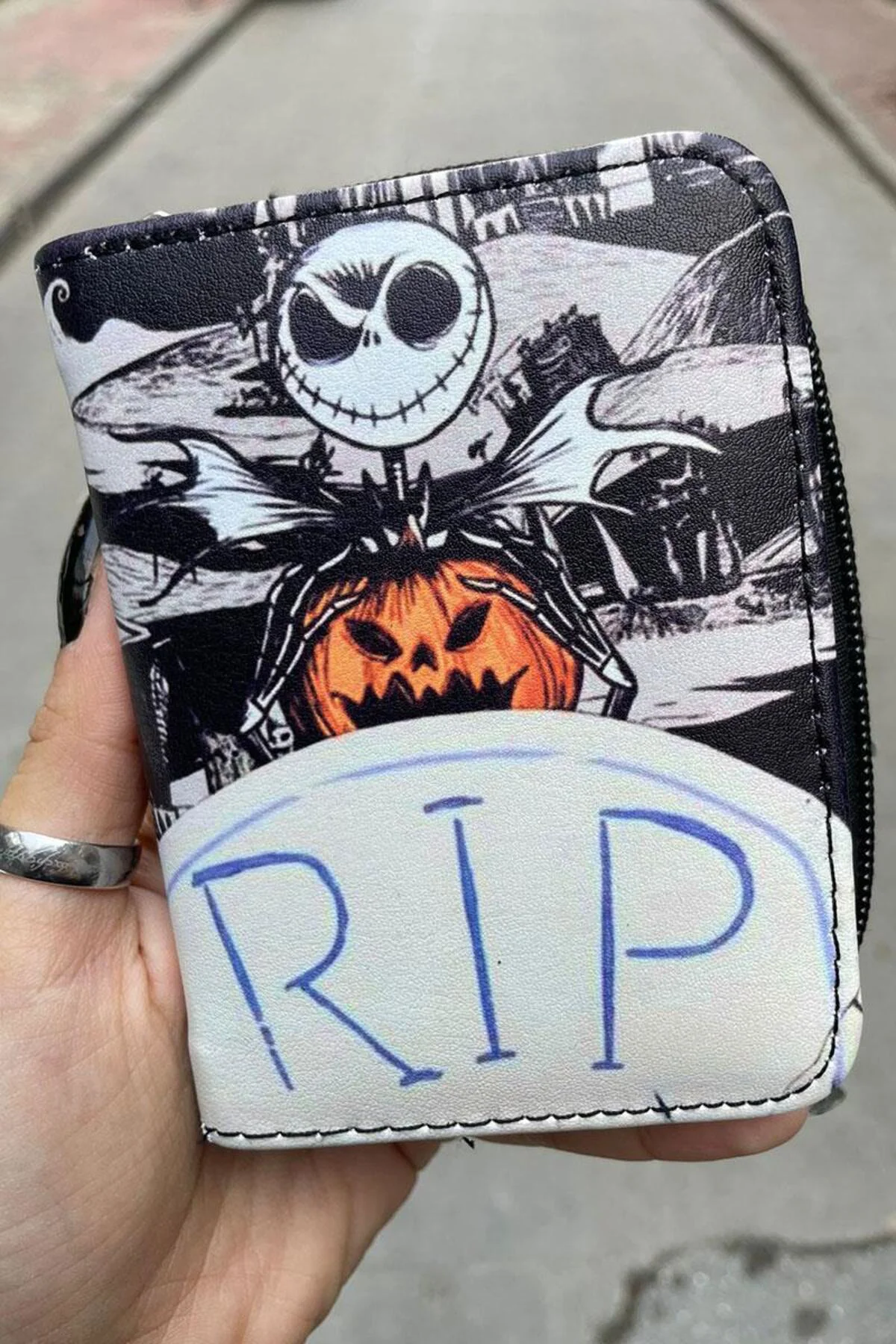 Siyah Jack Skellington Noel Gecesi Kabusu RIP Kısa Cüzdan