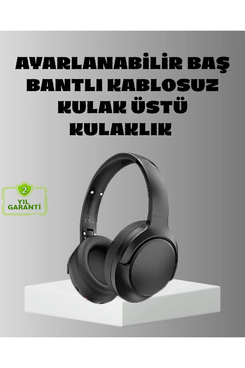 Siyah Kablosuz Bluetooth Kulaklık 300 mAh Hızlı Şarj Katlanabilir