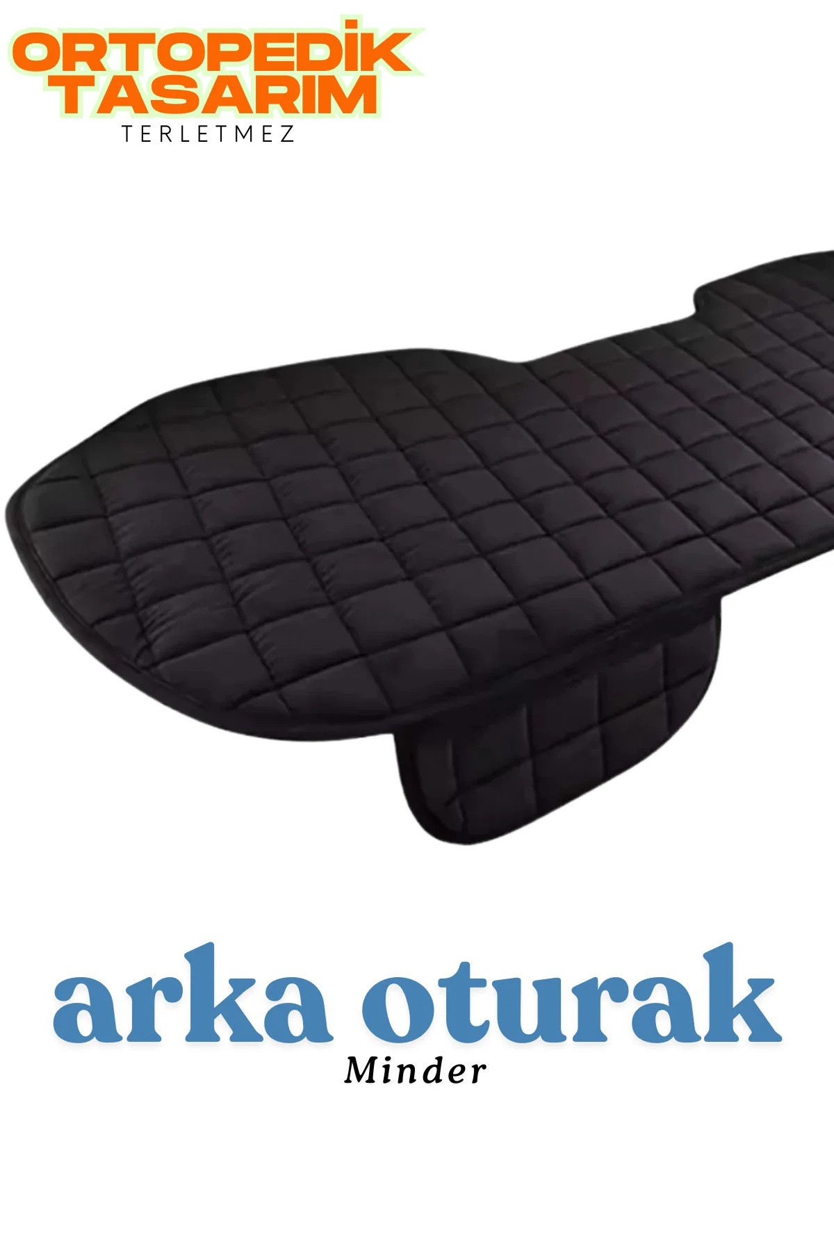Siyah Kadife Yüzeyli Araba Oturak Minderi – Kaymaz, Arka Koltukla