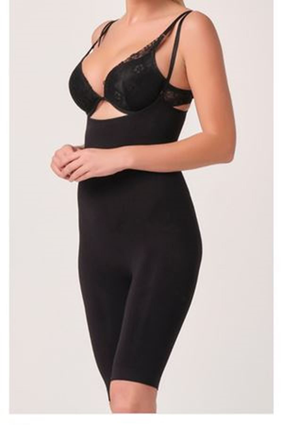 Sistina Siyah Kadın Paçalı Boy Dikişsiz Korse - 751 - Beden Xxl Dpmah