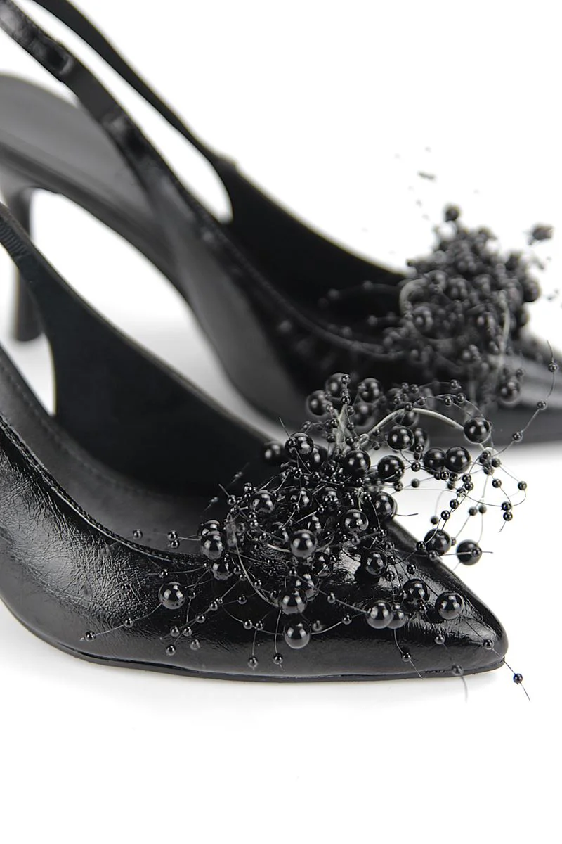 Siyah Kadın Topuklu Ayakkabı - İnce Topuklu Slingback Fiyatı, Yorumları ve Özellikleri