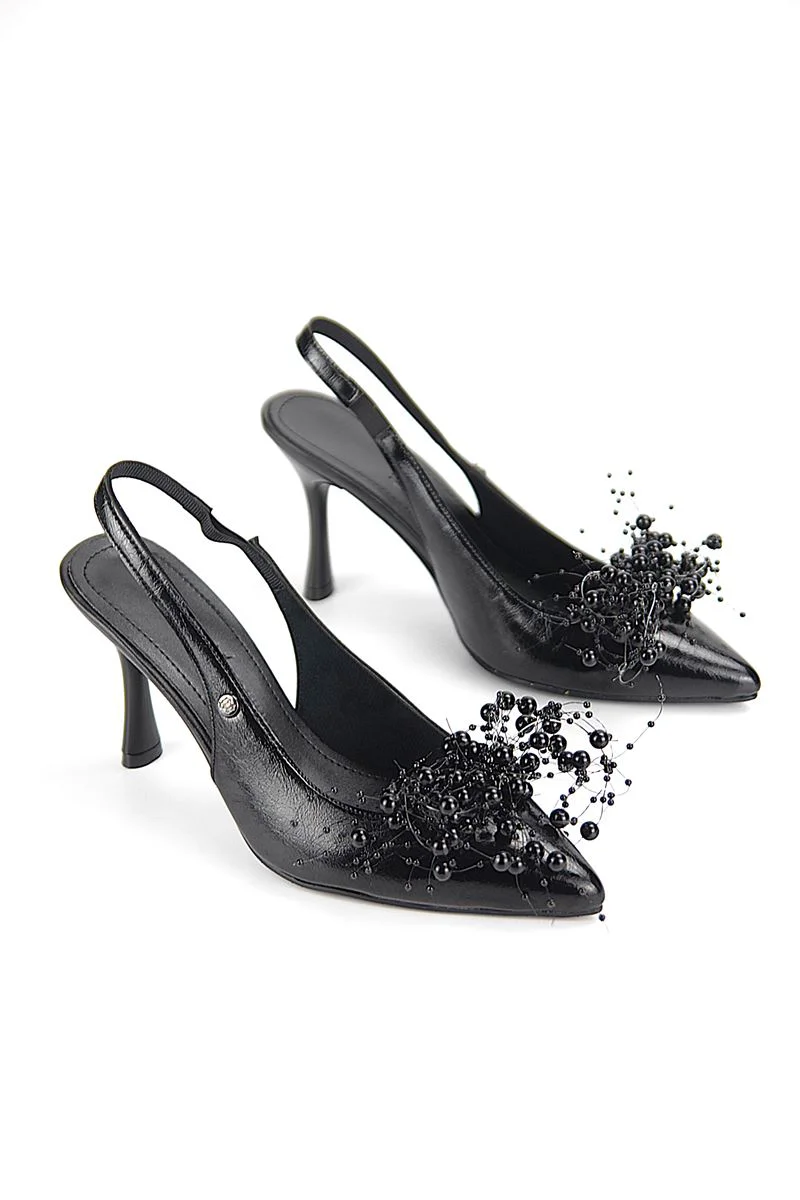 Siyah Kadın Topuklu Ayakkabı - İnce Topuklu Slingback Fiyatı, Yorumları ve Özellikleri