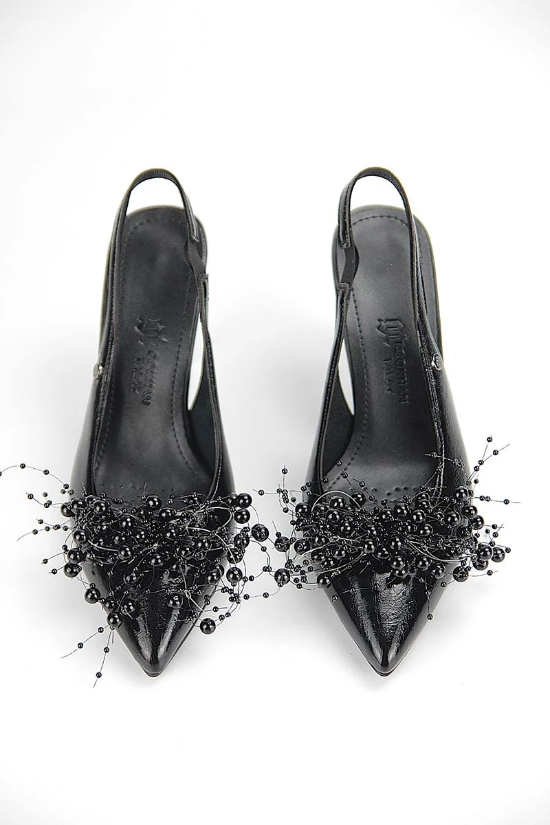 Siyah Kadın Topuklu Ayakkabı - İnce Topuklu Slingback Fiyatı, Yorumları ve Özellikleri