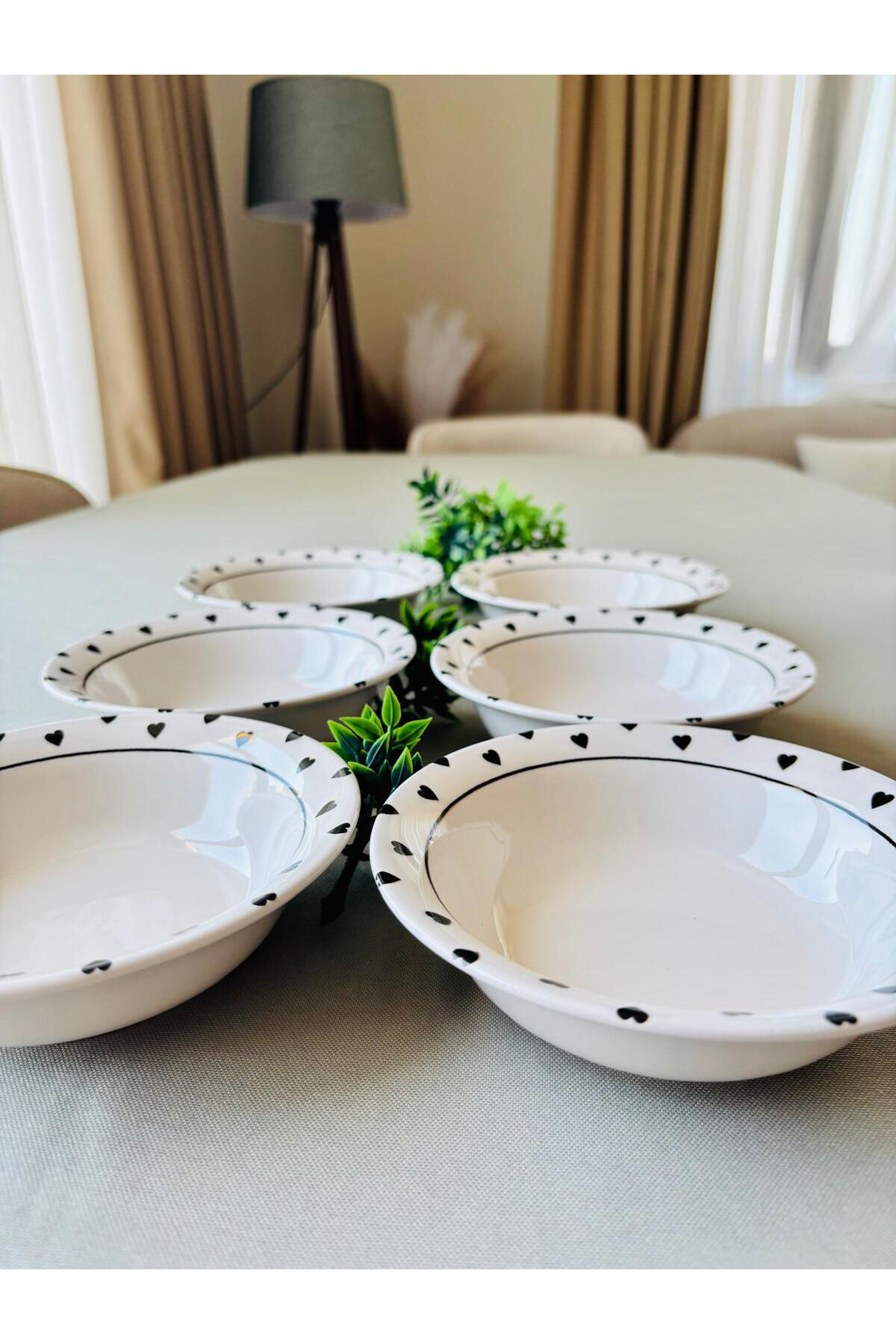 Siyah Kalp Model Modern 6 Adet Çorba kasesi