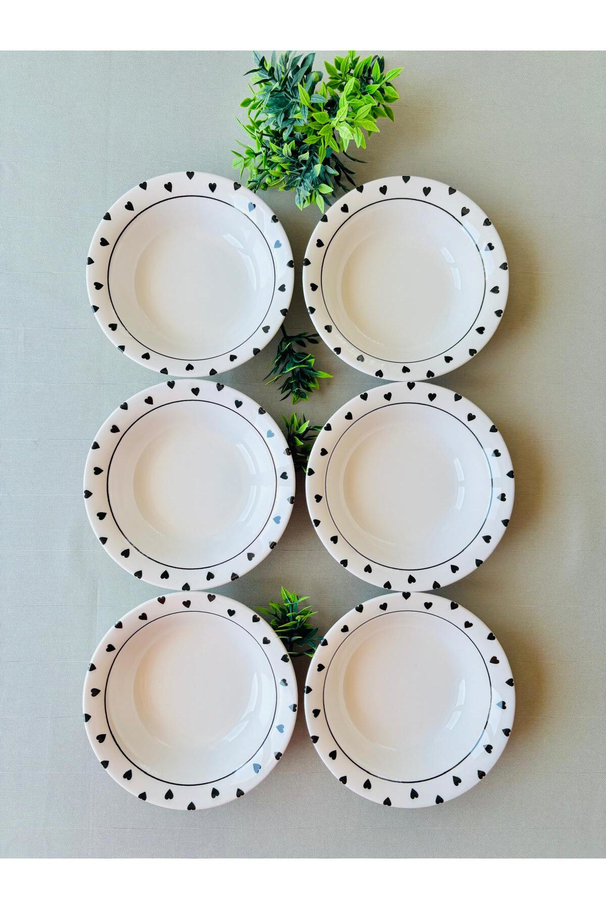 Siyah Kalp Model Modern 6 Adet Çorba kasesi