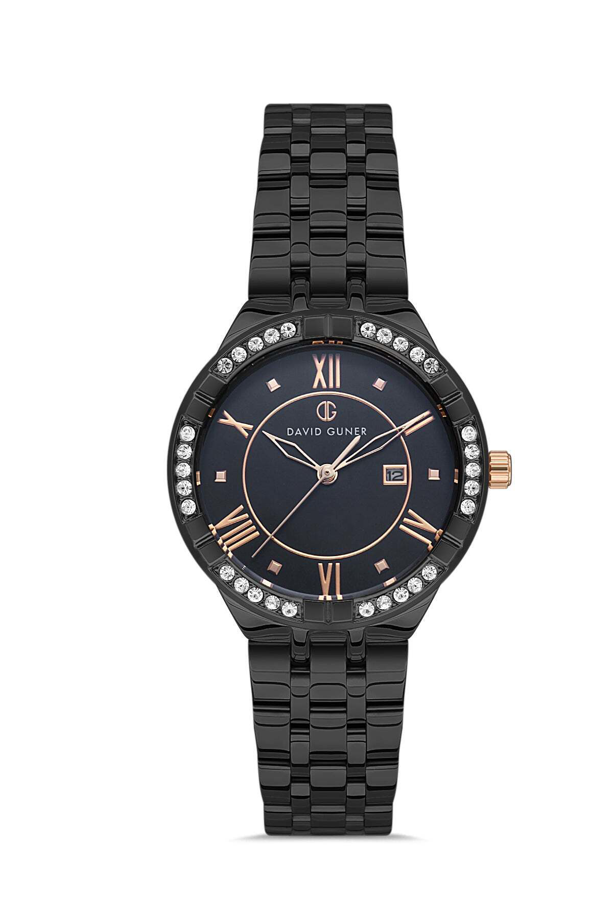 Siyah Kaplamalı Takvimli Kadın Kol Saati