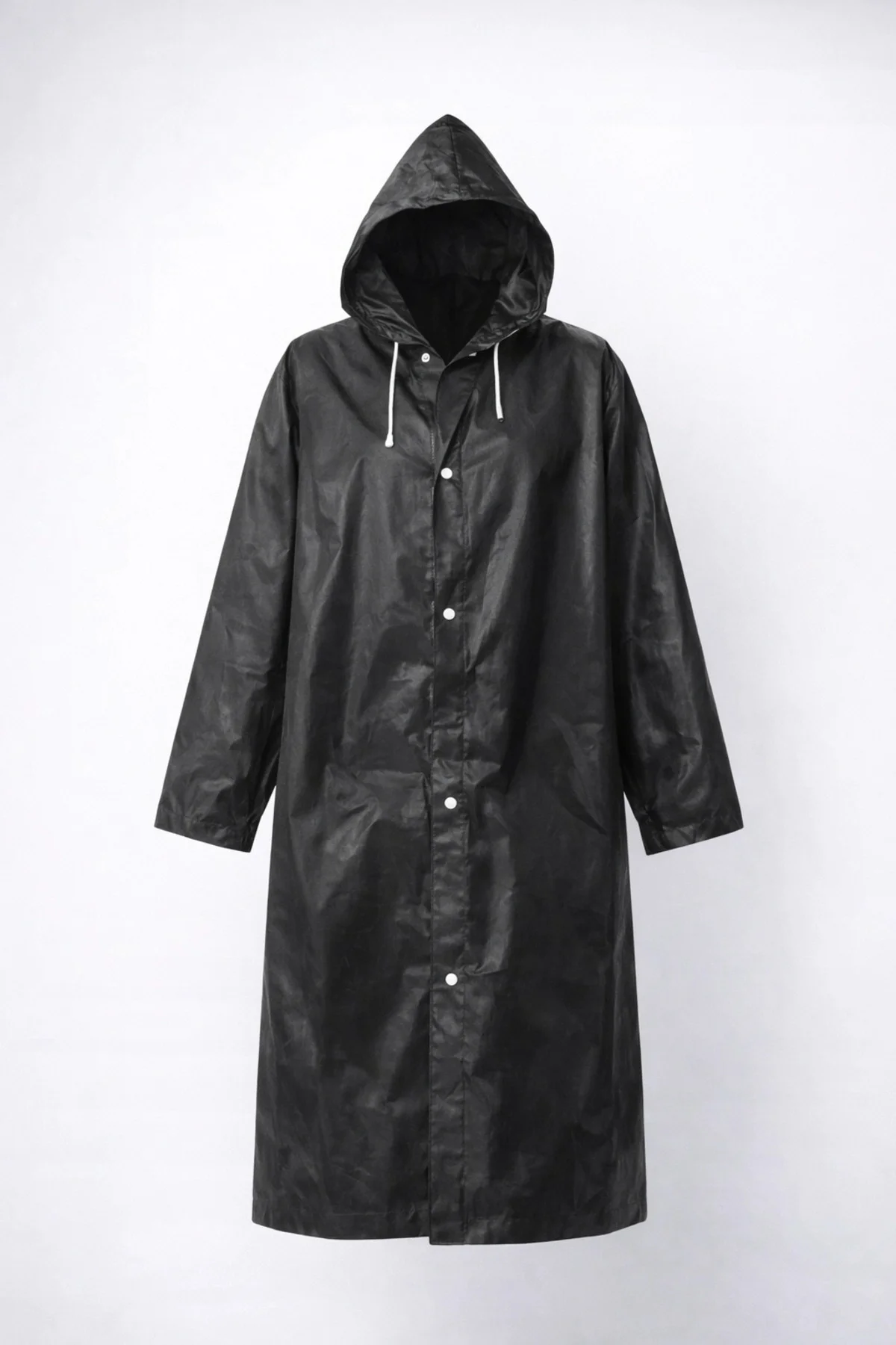 Siyah Kapüşonlu Çıtçıtlı Eva Yağmurluk Rüzgar ve Suya Dayanıklı U