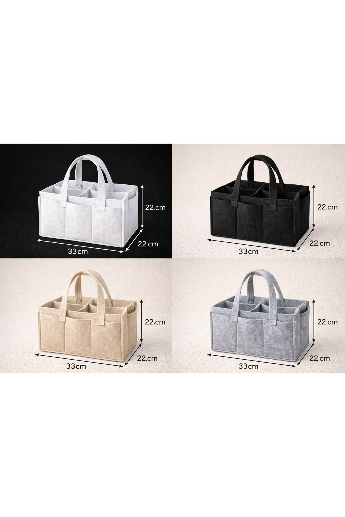 Siyah Keçe Anne Bebek Bakım Çantası Yenidoğan İçin Organizer Taşı