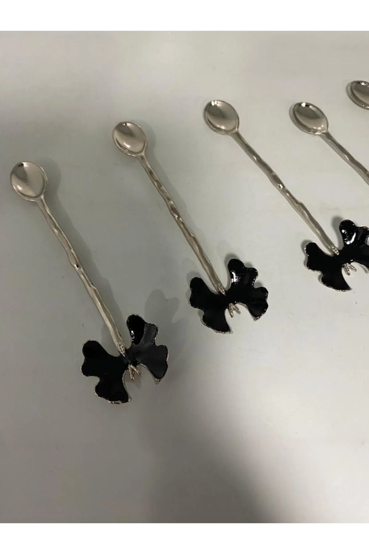 Siyah Kelebekli Metal Çay Kaşığı 6 Lı