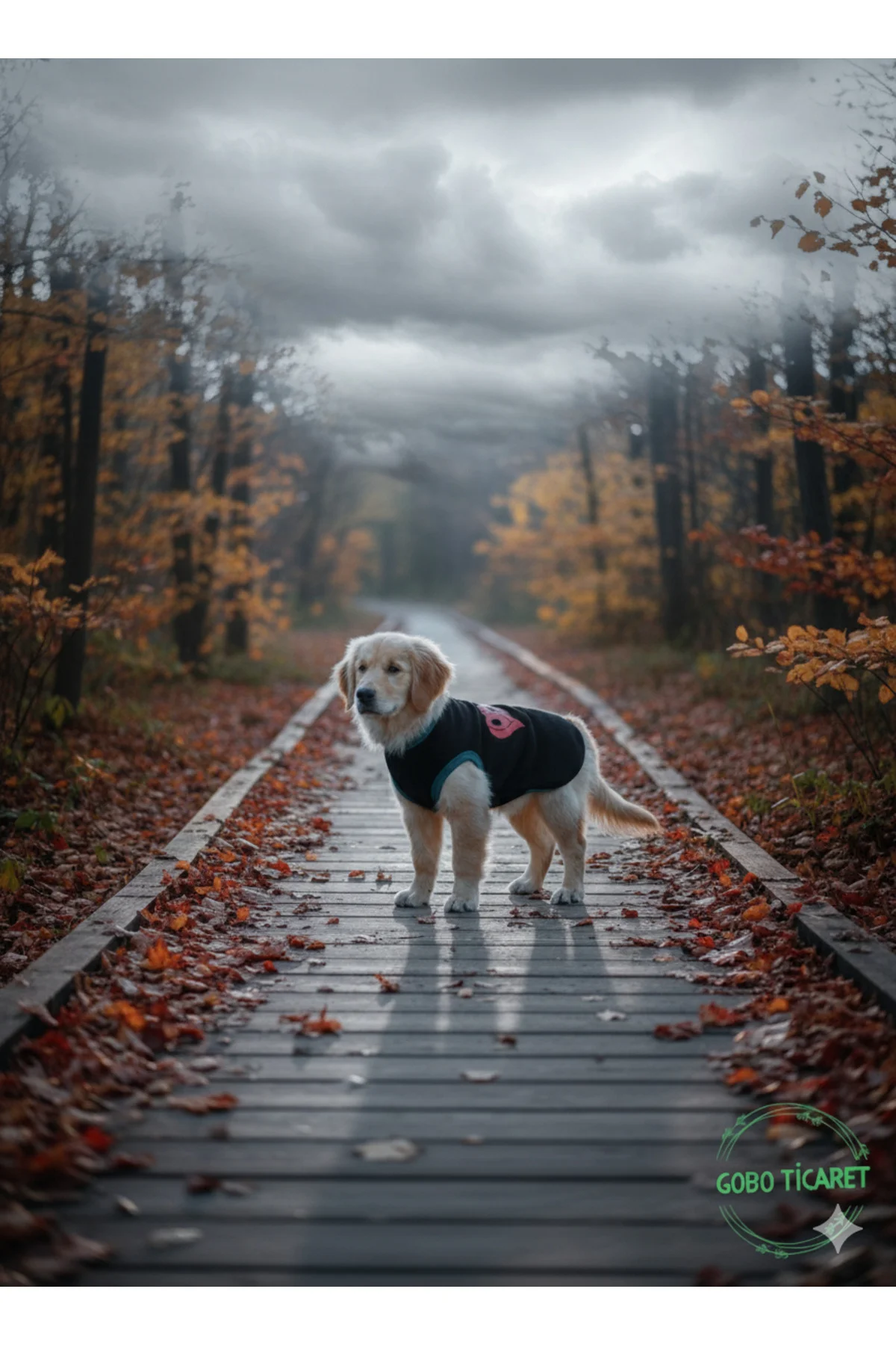 Siyah Kışlık Kedi Köpek Kıyafeti Love Desenli Kışlık Elbise