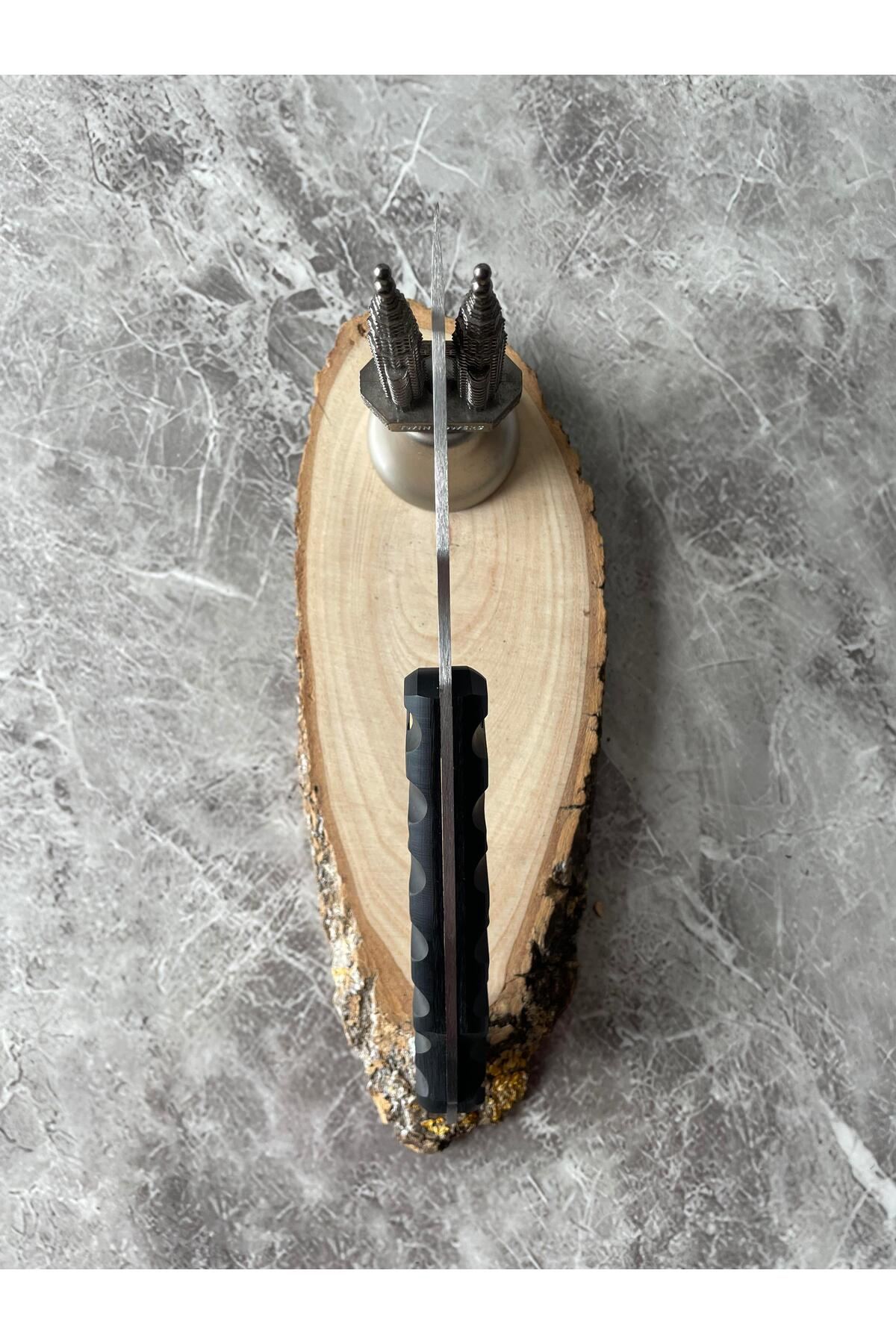 Siyah Kompakt Kabzeli Kamp Çakısı – 9,5 cm Namlu – Cam Kırma & İp