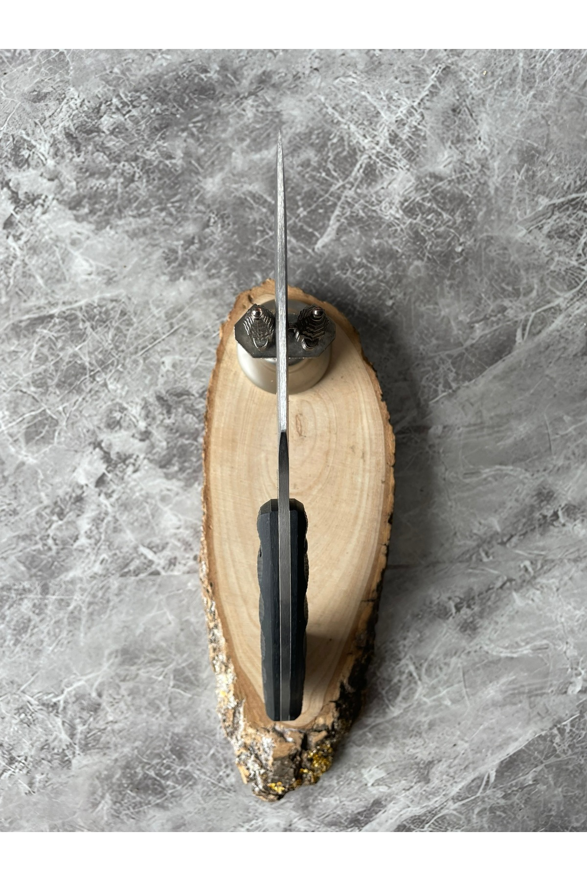 Siyah Kompakt Kabzeli El Yapımı Kılıflı Kamp ve Av Bıçağı – 23,5 