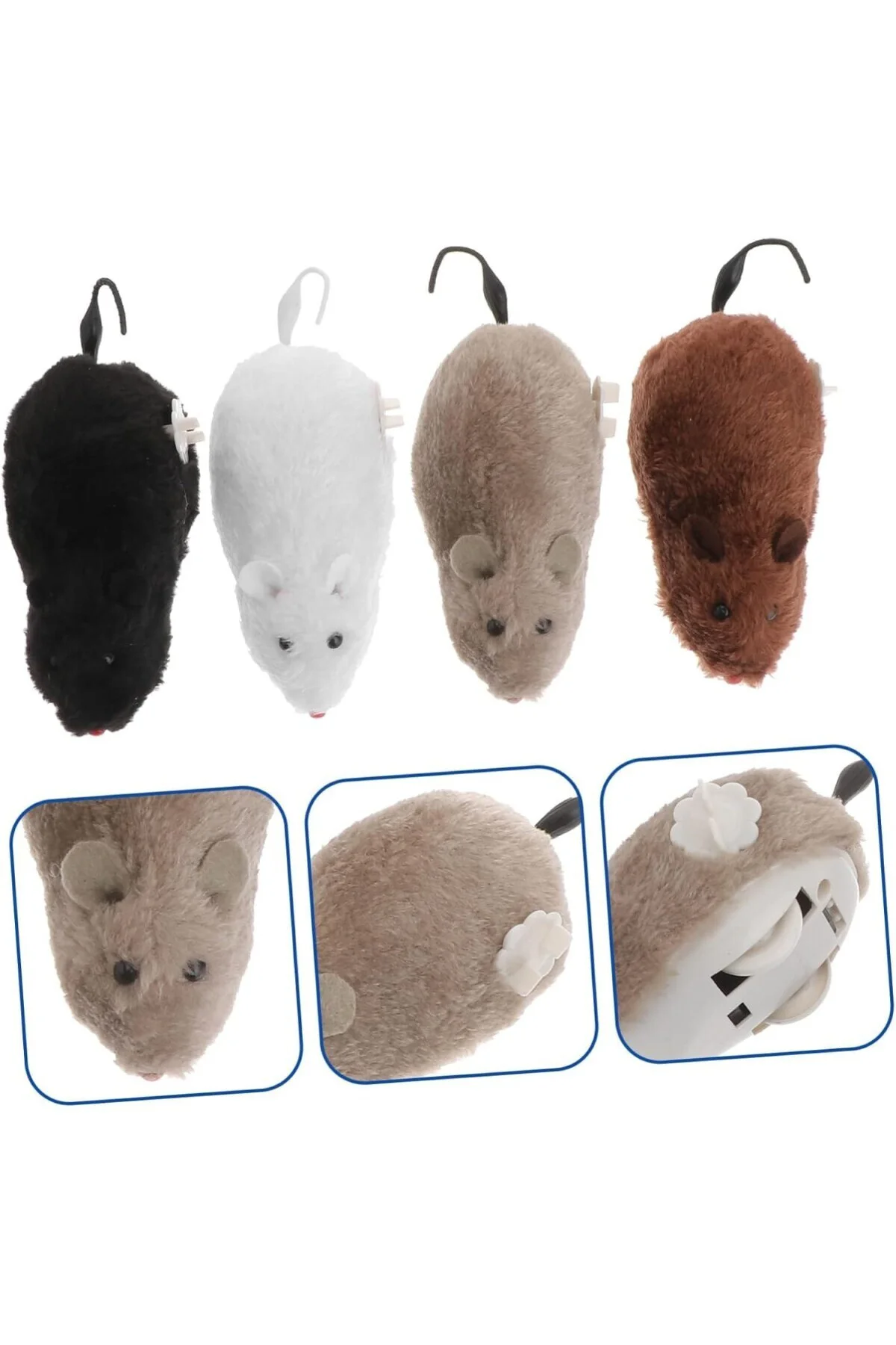 Siyah Kurmalı Kedi Oyuncağı – Hareketli Fare Şeklinde Peluş Oyunc