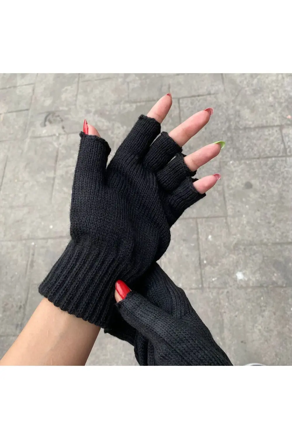 Siyah Kuromi Kesik Parmak Eldiven