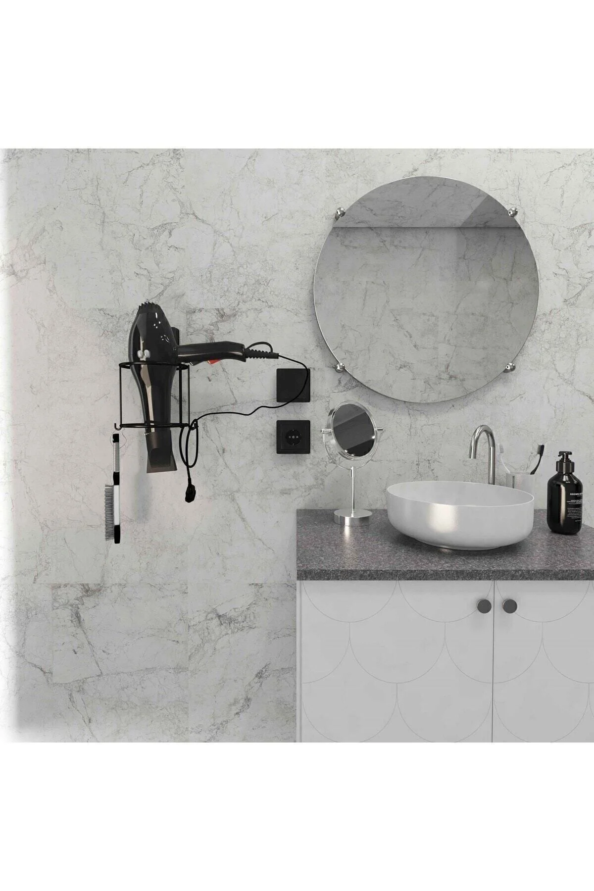 Siyah Kurutma Makinesi Asma Aparatı Banyo Aksesuarı Güçlü Dc-5119 Siyah Kurutma Makinesi Asma Aparatı Banyo Aksesuarı Güçlü Dc-5119
