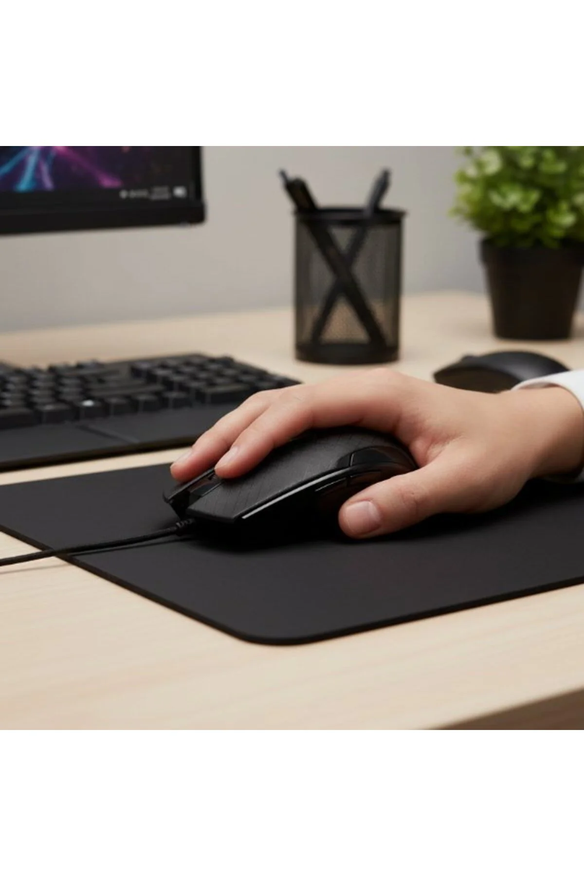 Siyah Mat Desenli USB Kablolu 3D Optik Mouse