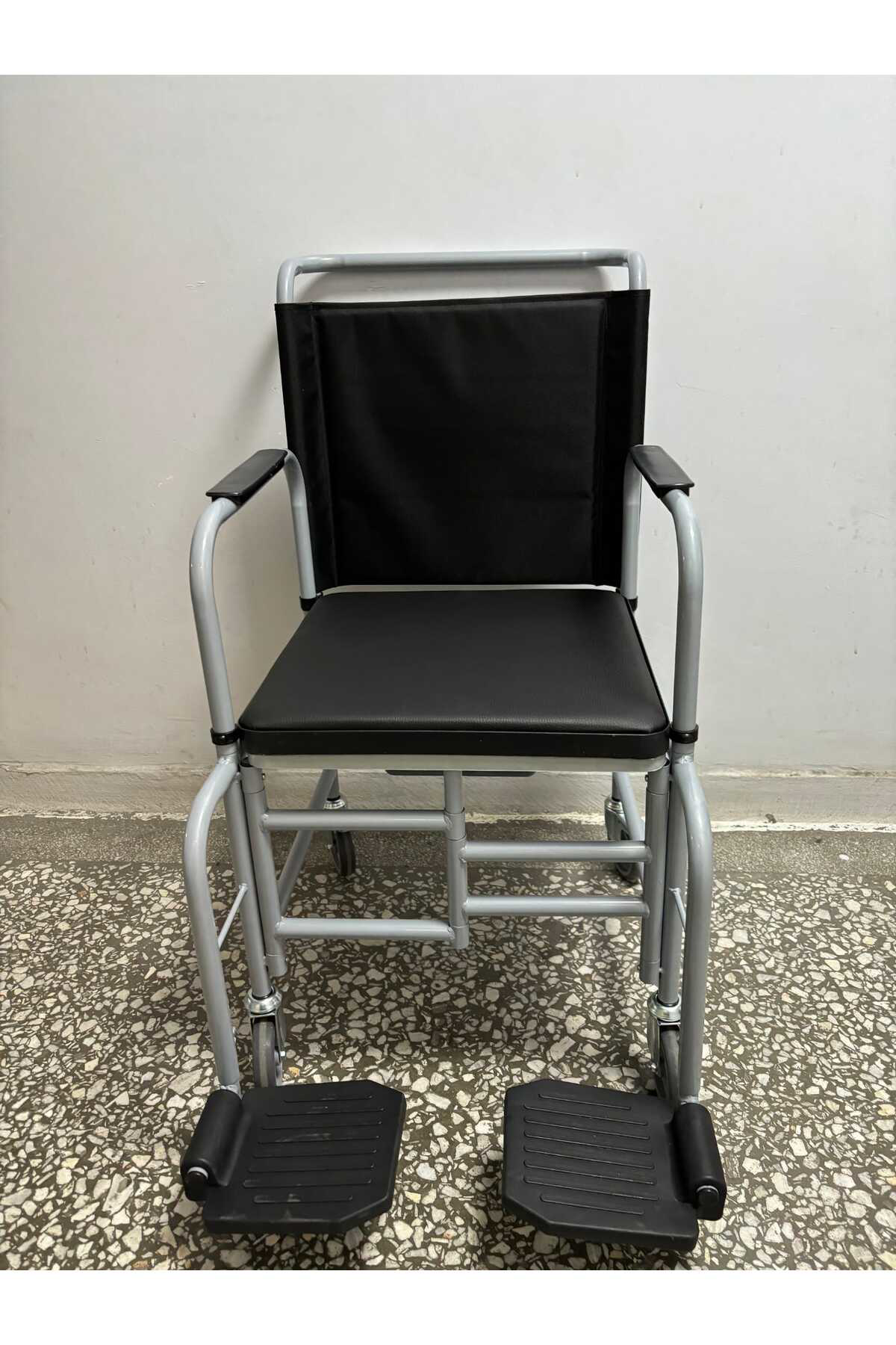 Siyah-mavi Ev Tipi Tekerlekli Sandalye Banyo Arabası